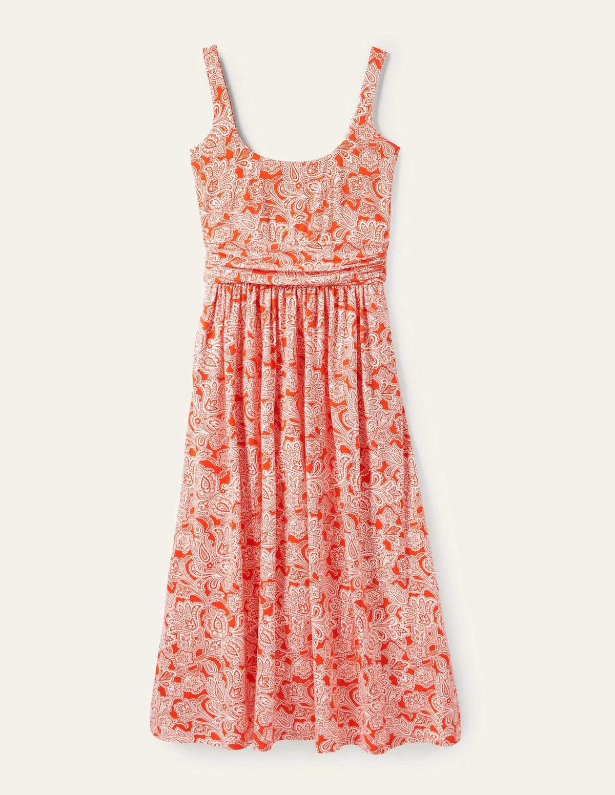 Scoop Neck Jersey Midi Dress-Firecracker, Paisley Bud-11