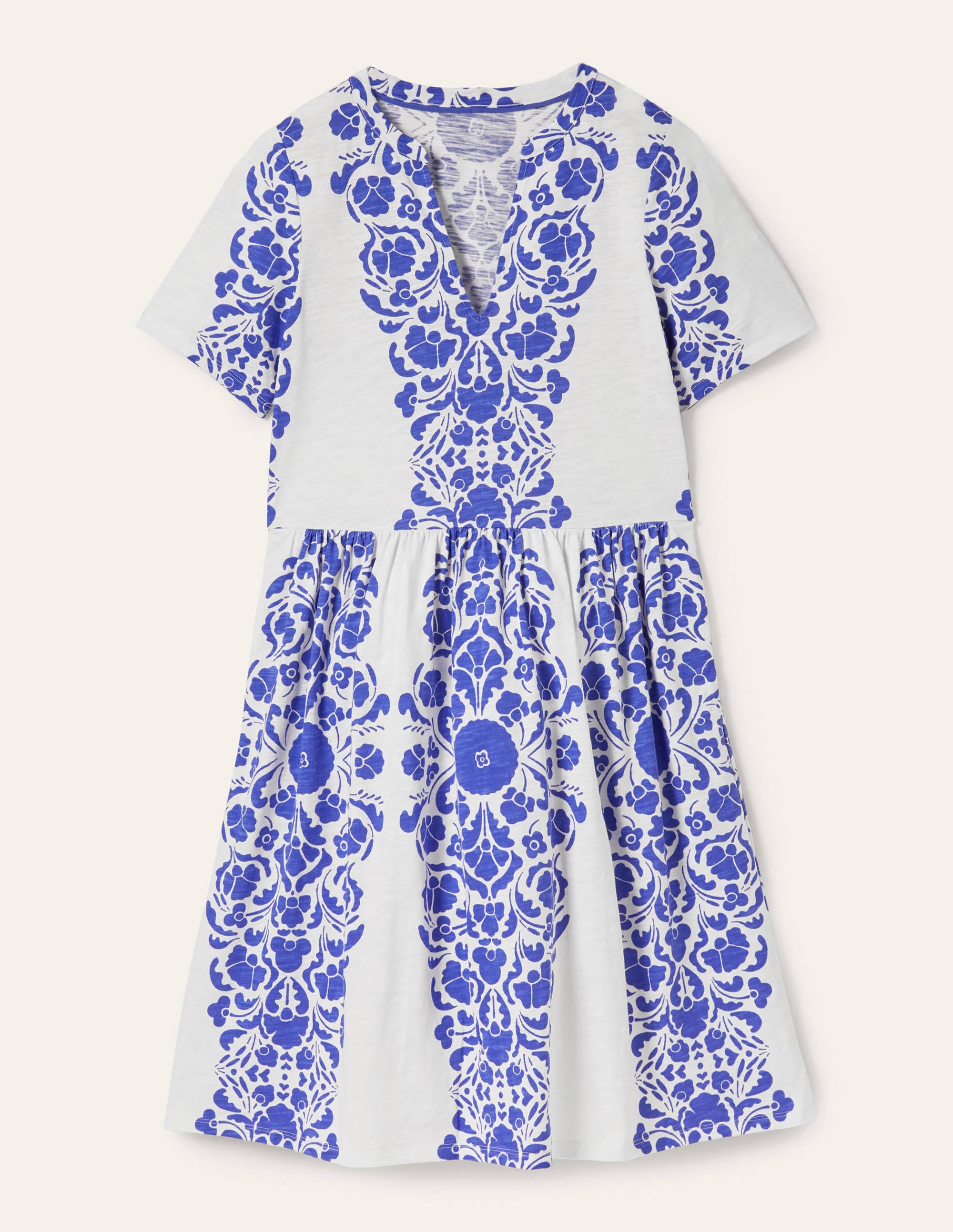 Easy Notch Neck Jersey Dress-Bluebell, Passion Bloom - Image 7