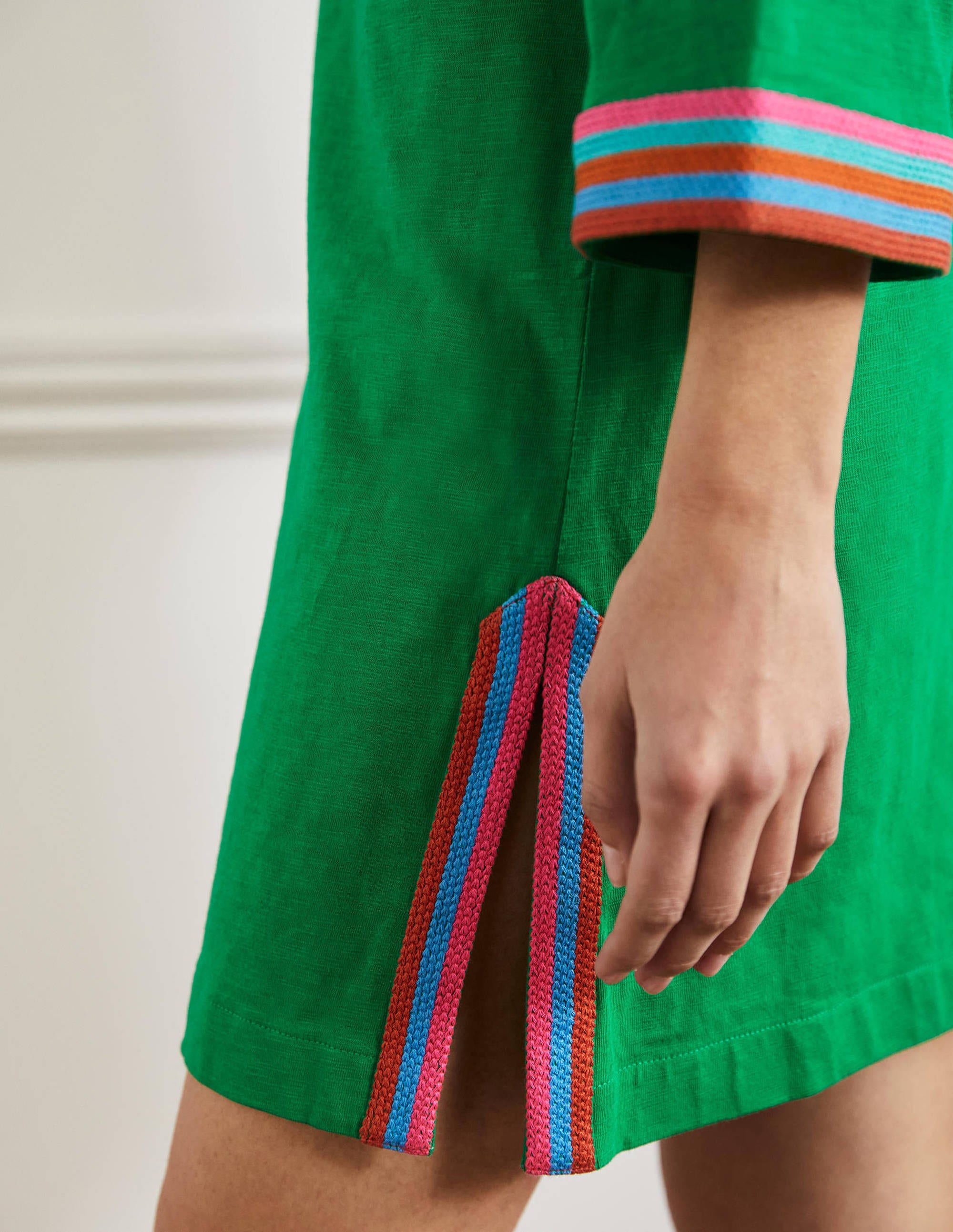 Embroidered Jersey Tunic-Rich Emerald - Image 2
