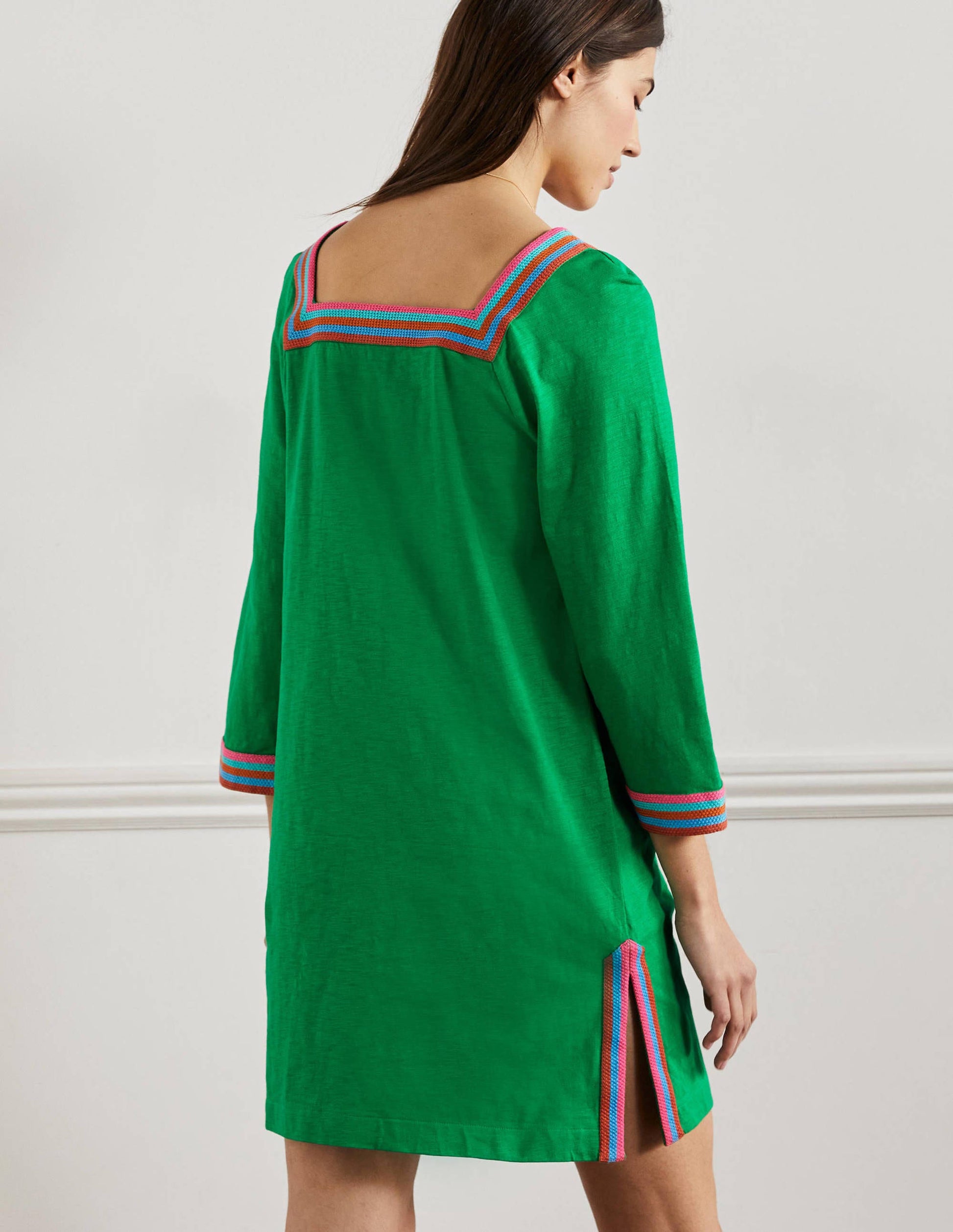 Embroidered Jersey Tunic-Rich Emerald-3