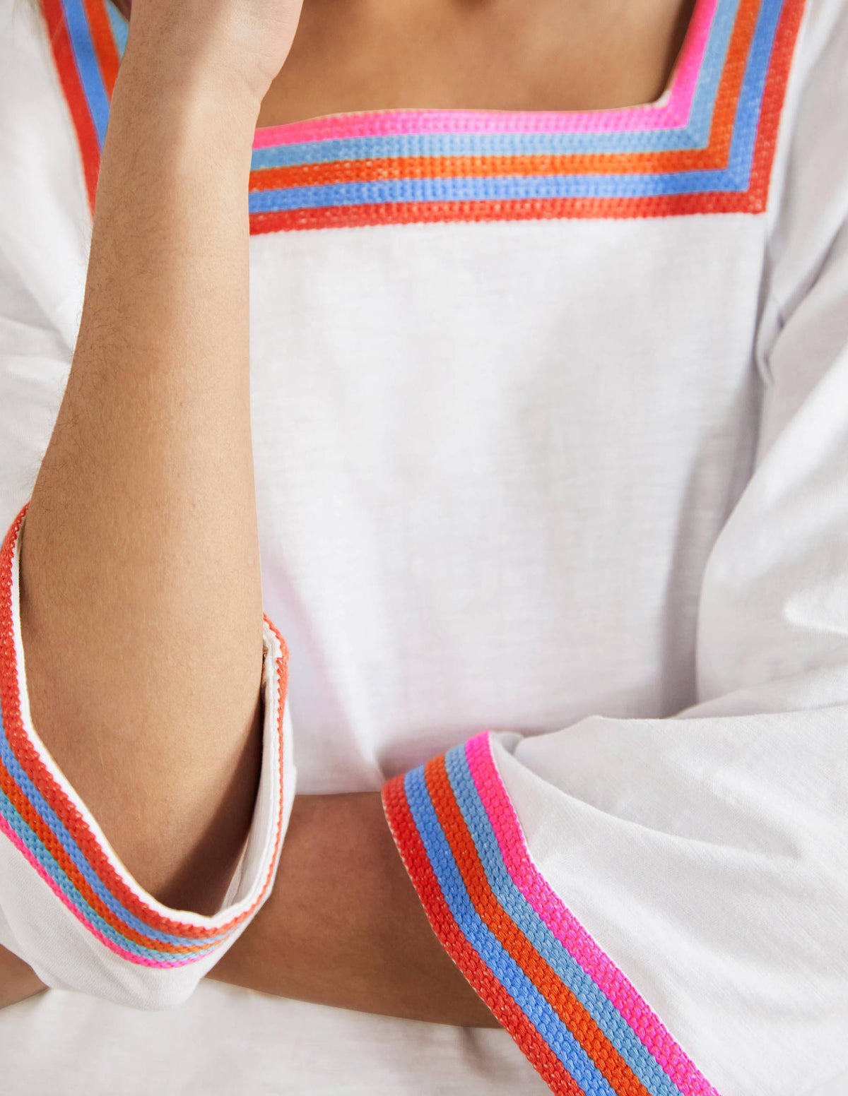 Embroidered Jersey Tunic-White-2