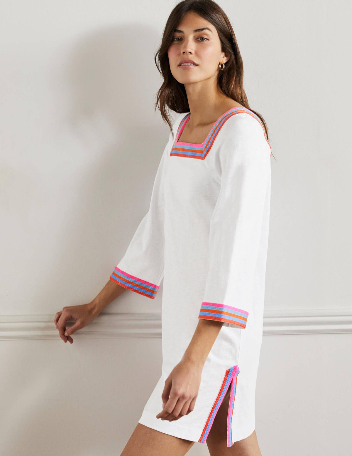 Embroidered Jersey Tunic-White - Image 4