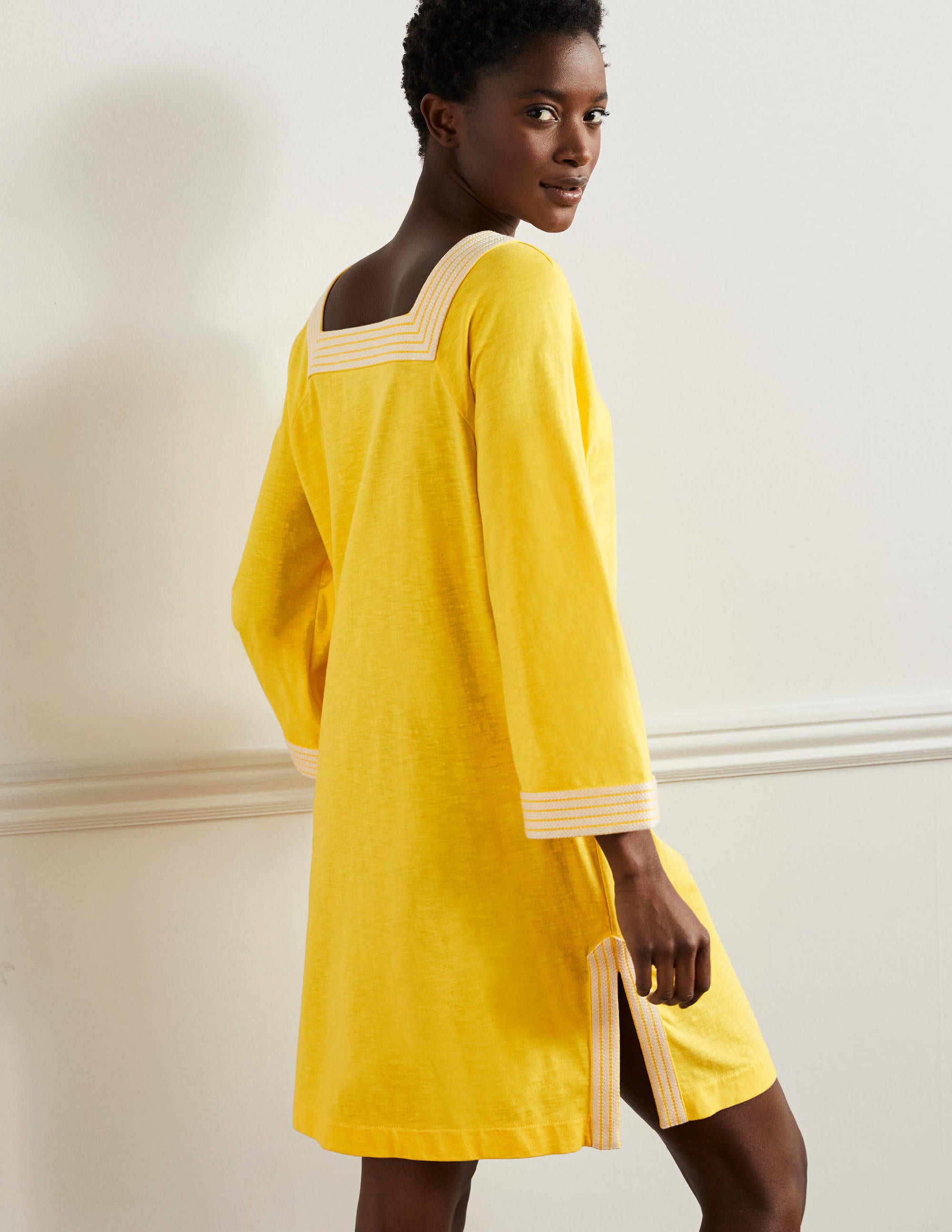 Embroidered Jersey Tunic-Lemon Zest - Image 3