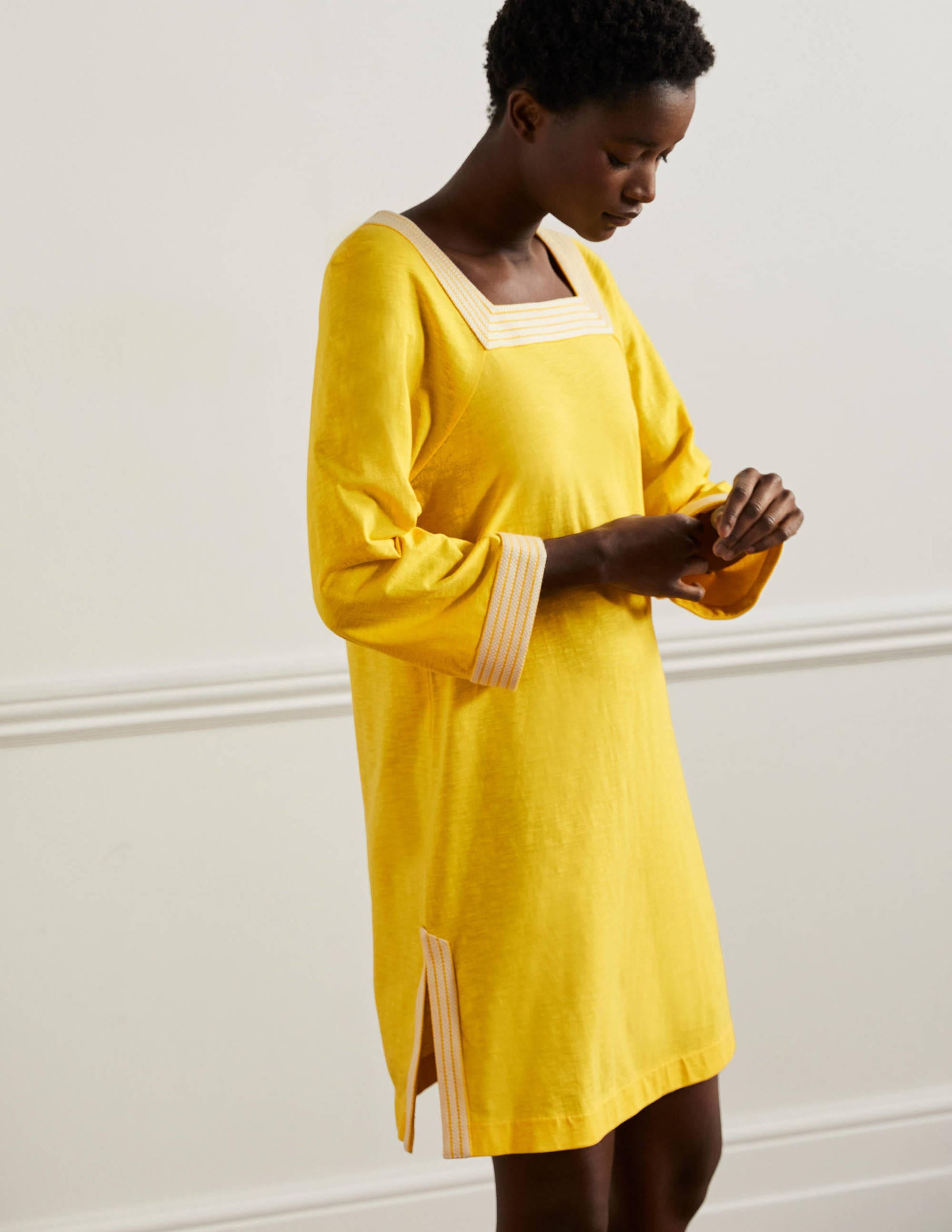 Embroidered Jersey Tunic-Lemon Zest - Image 4