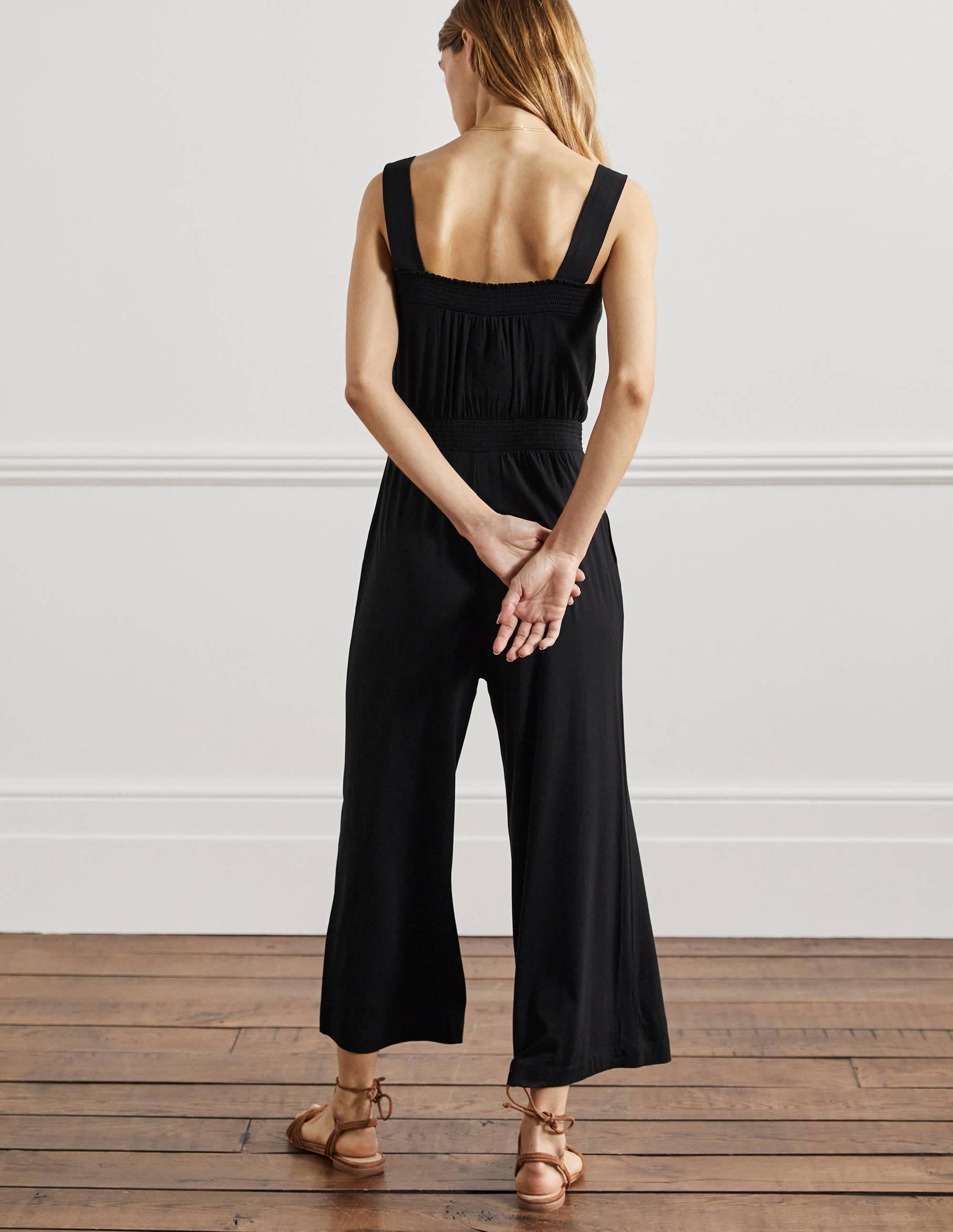 Strappy Jersey Jumpsuit-Black - Image 3