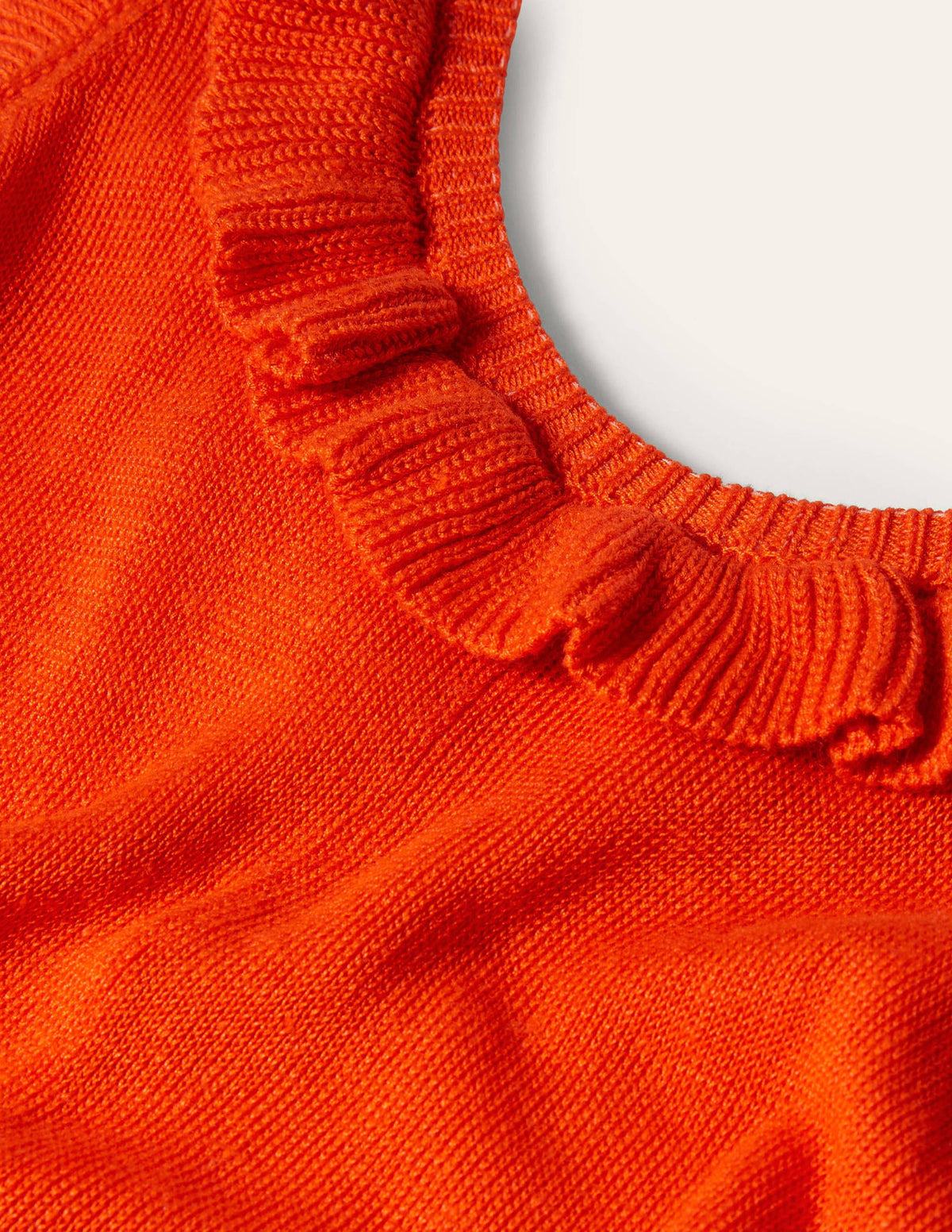 Frill Neck Knitted Midi Dress-Bright Papaya-9