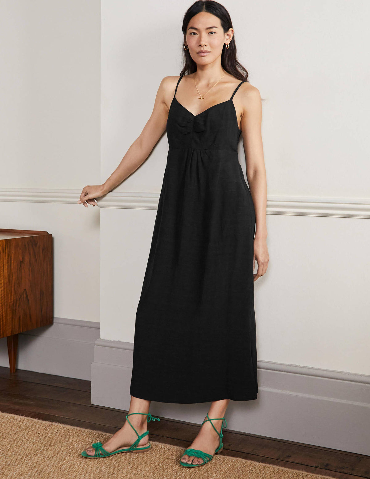 Strappy Midi Dress-Black - Image 1