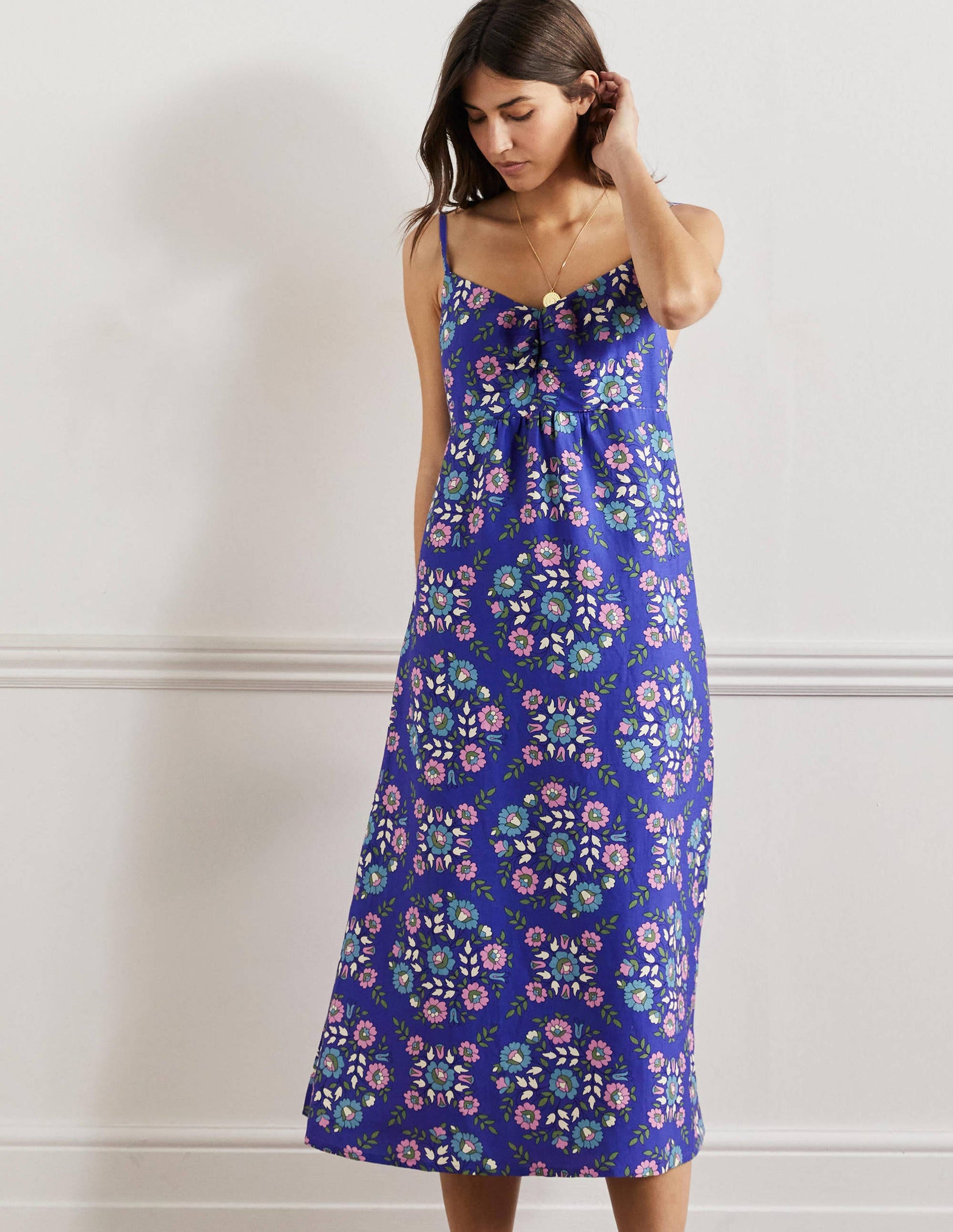 Strappy Midi Dress-Bluebell, Wildflower Prairie-1