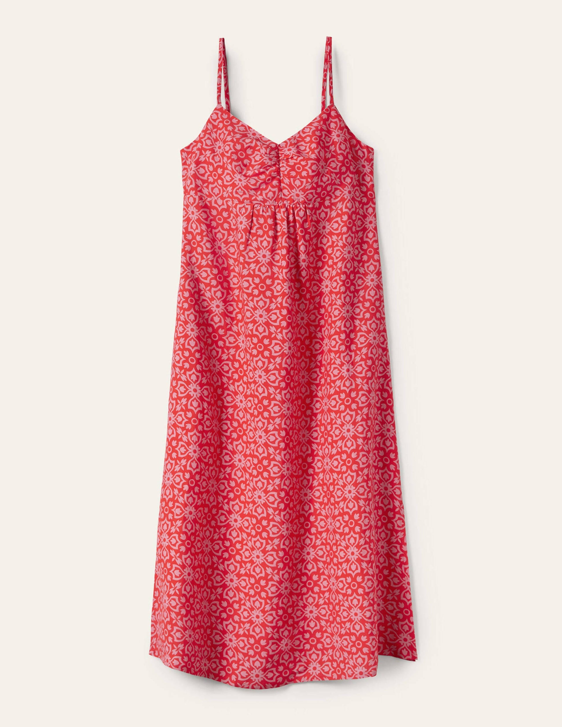 Strappy Midi Dress-Dragon Red, Floret Tile-5