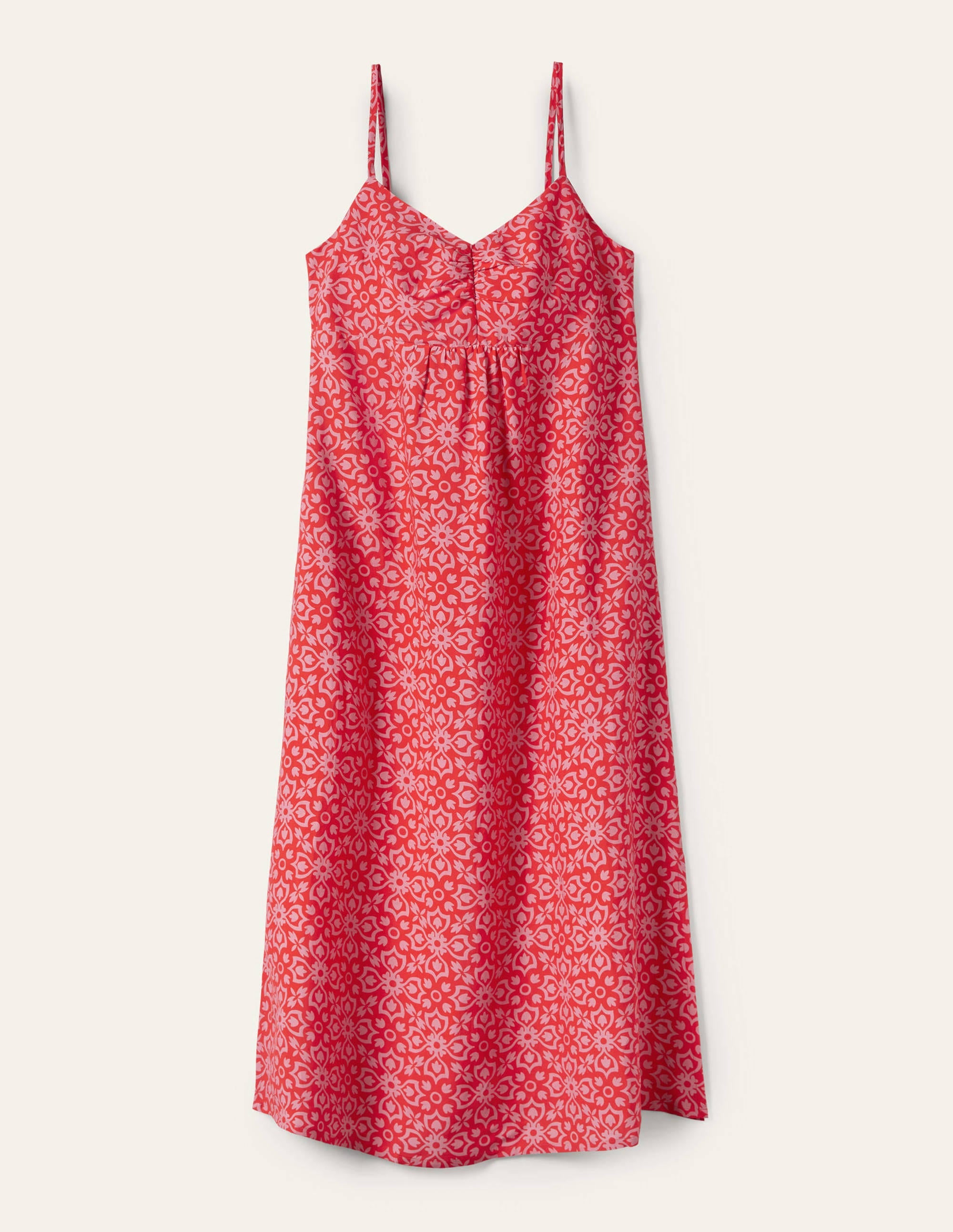 Strappy Midi Dress-Dragon Red, Floret Tile - Image 5