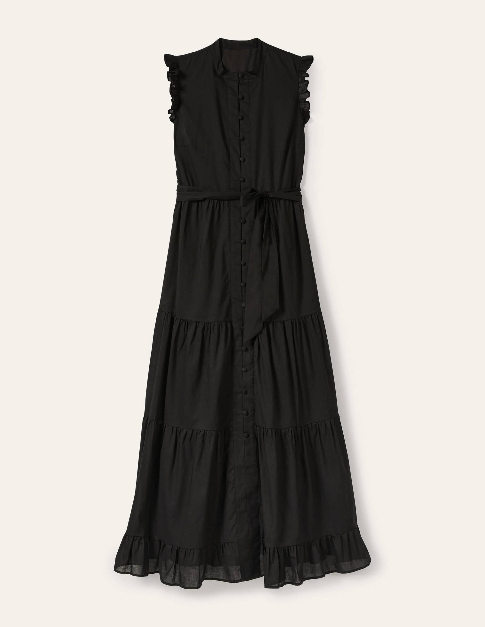 Tiered Ruffle Maxi Dress-Black - Image 7