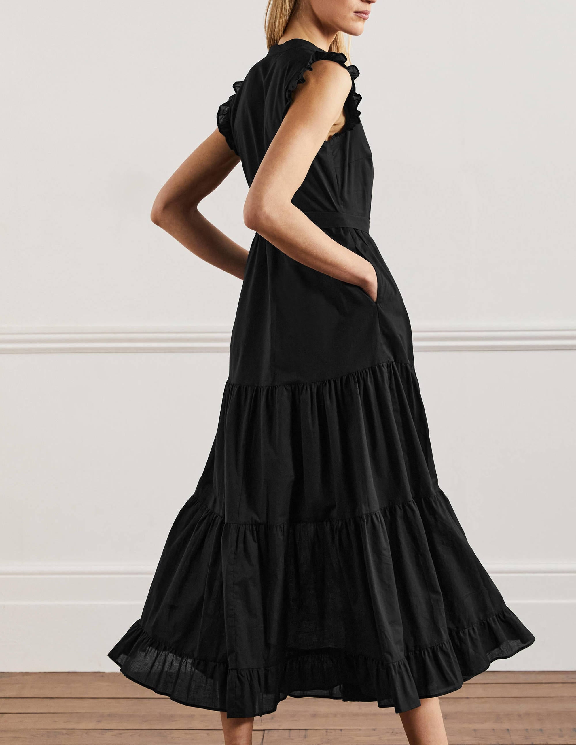 Tiered Ruffle Maxi Dress-Black - Image 3