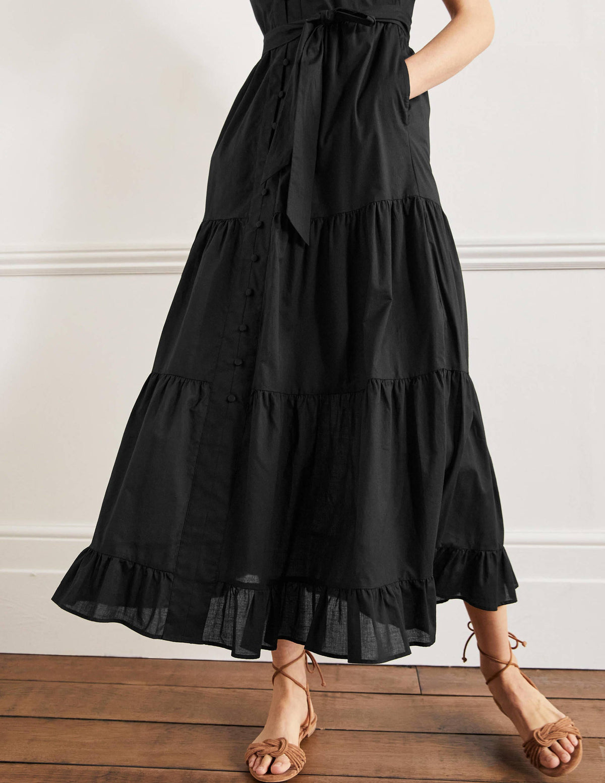 Tiered Ruffle Maxi Dress-Black-5