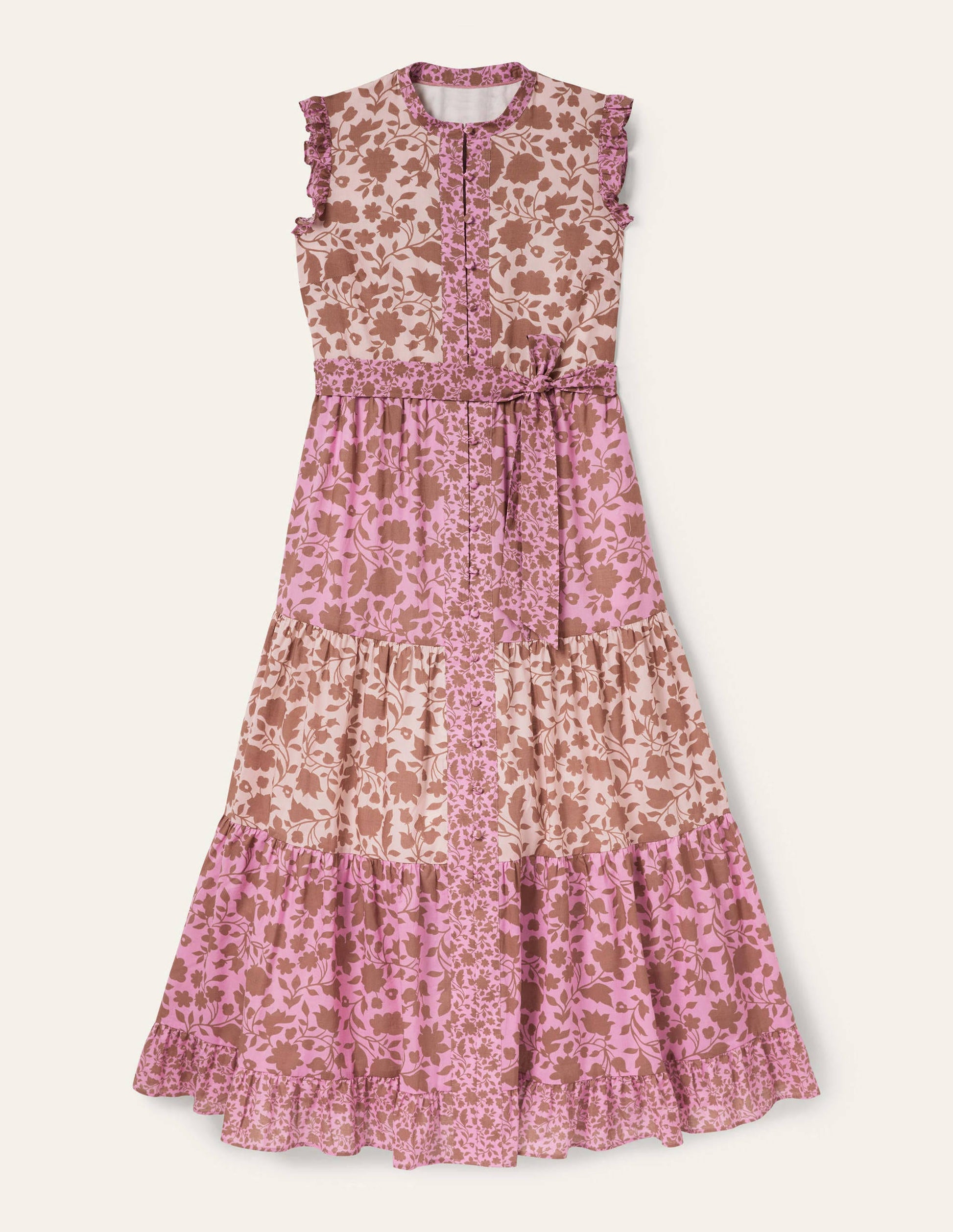 Tiered Ruffle Maxi Dress-Orchid, Botanic Silhouette-5