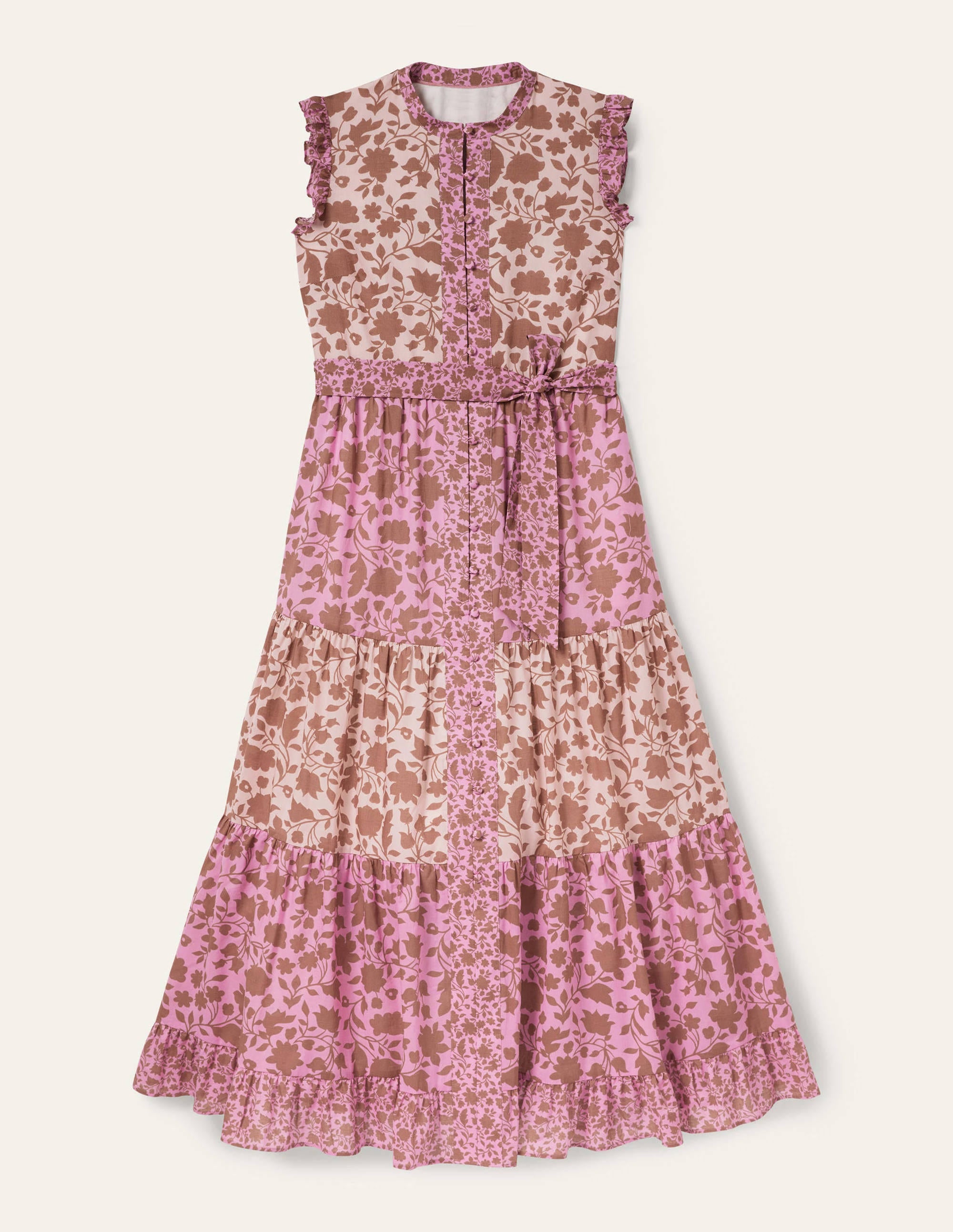 Tiered Ruffle Maxi Dress-Orchid, Botanic Silhouette - Image 5