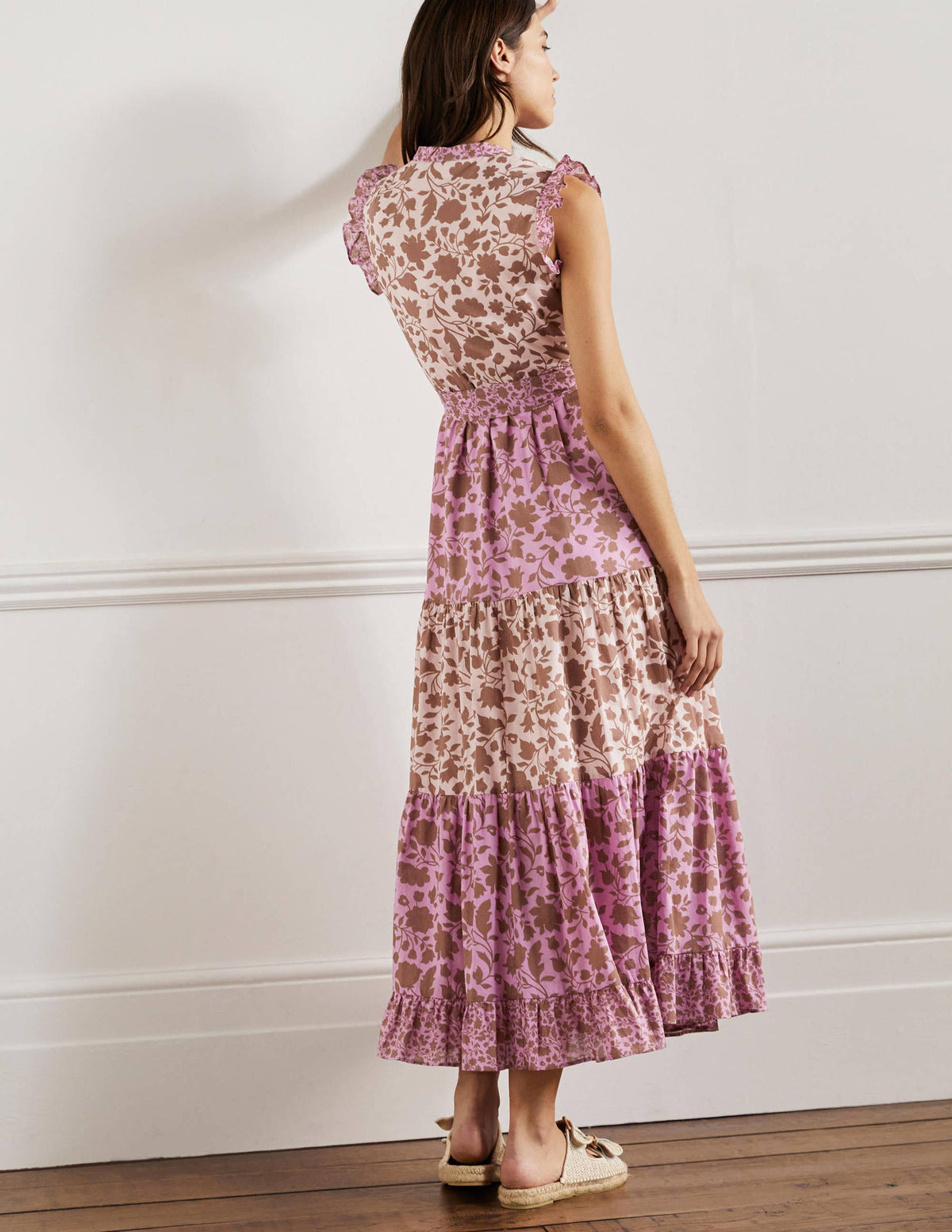 Tiered Ruffle Maxi Dress-Orchid, Botanic Silhouette - Image 3