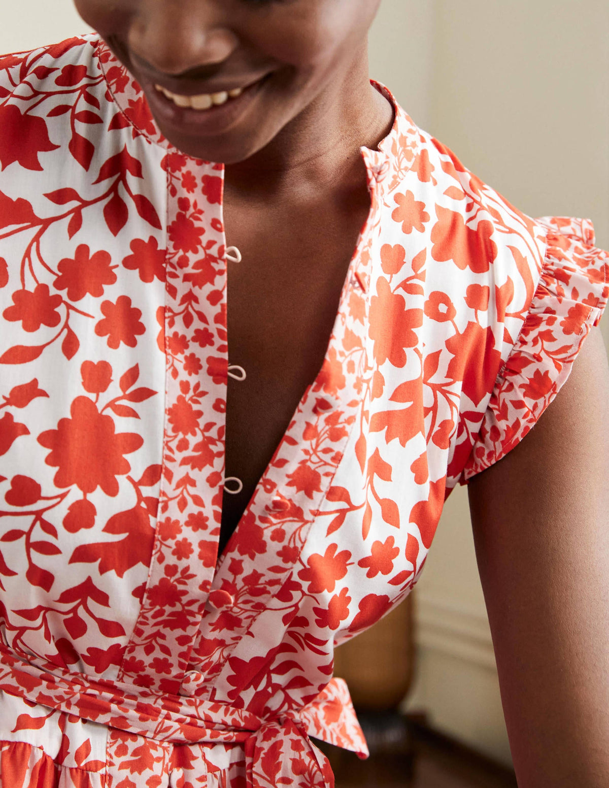 Tiered Ruffle Maxi Dress-Papaya, Botanic Silhouette - Image 7