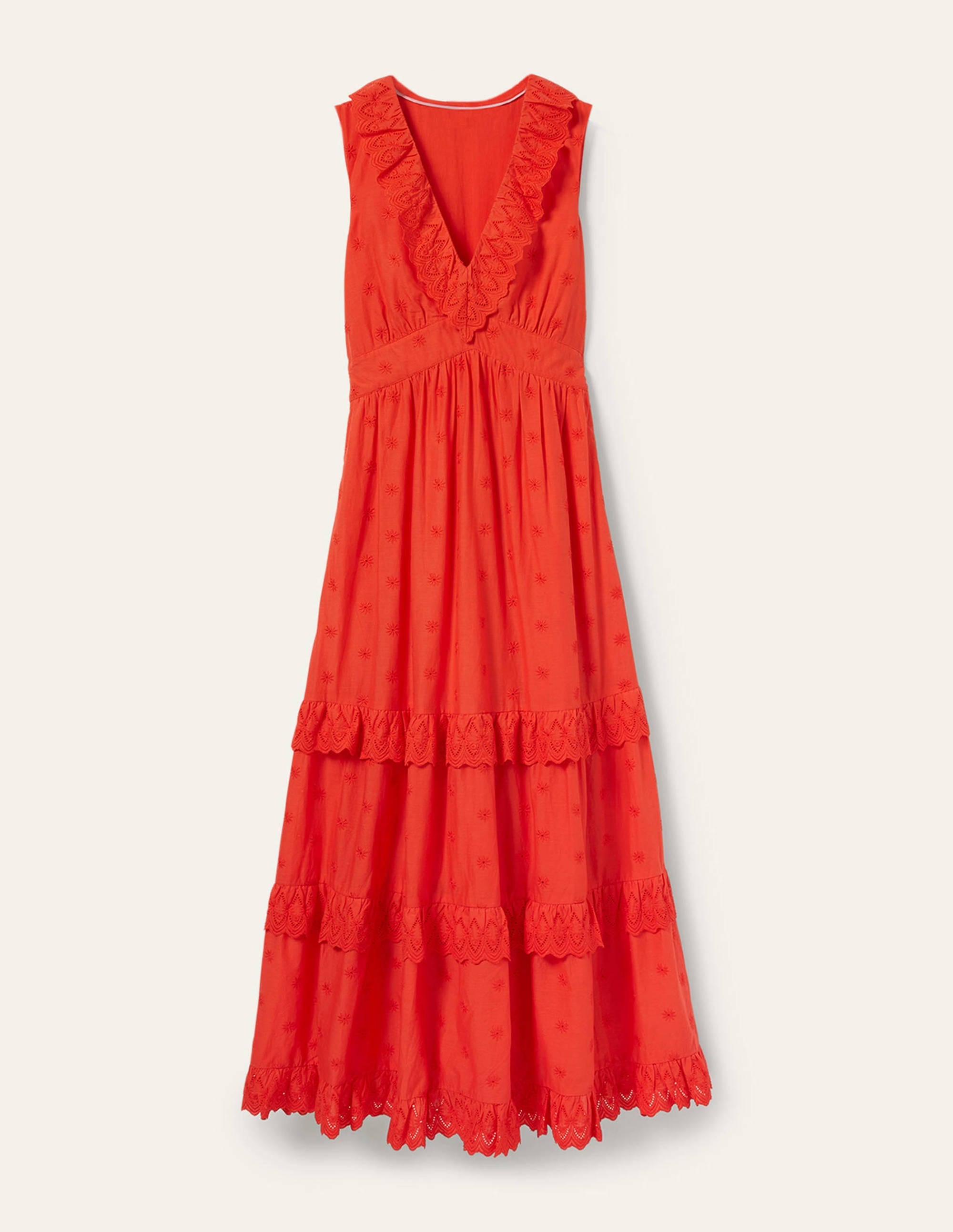 Broderie Ruffle Maxi Dress-Bright Papaya - Image 6