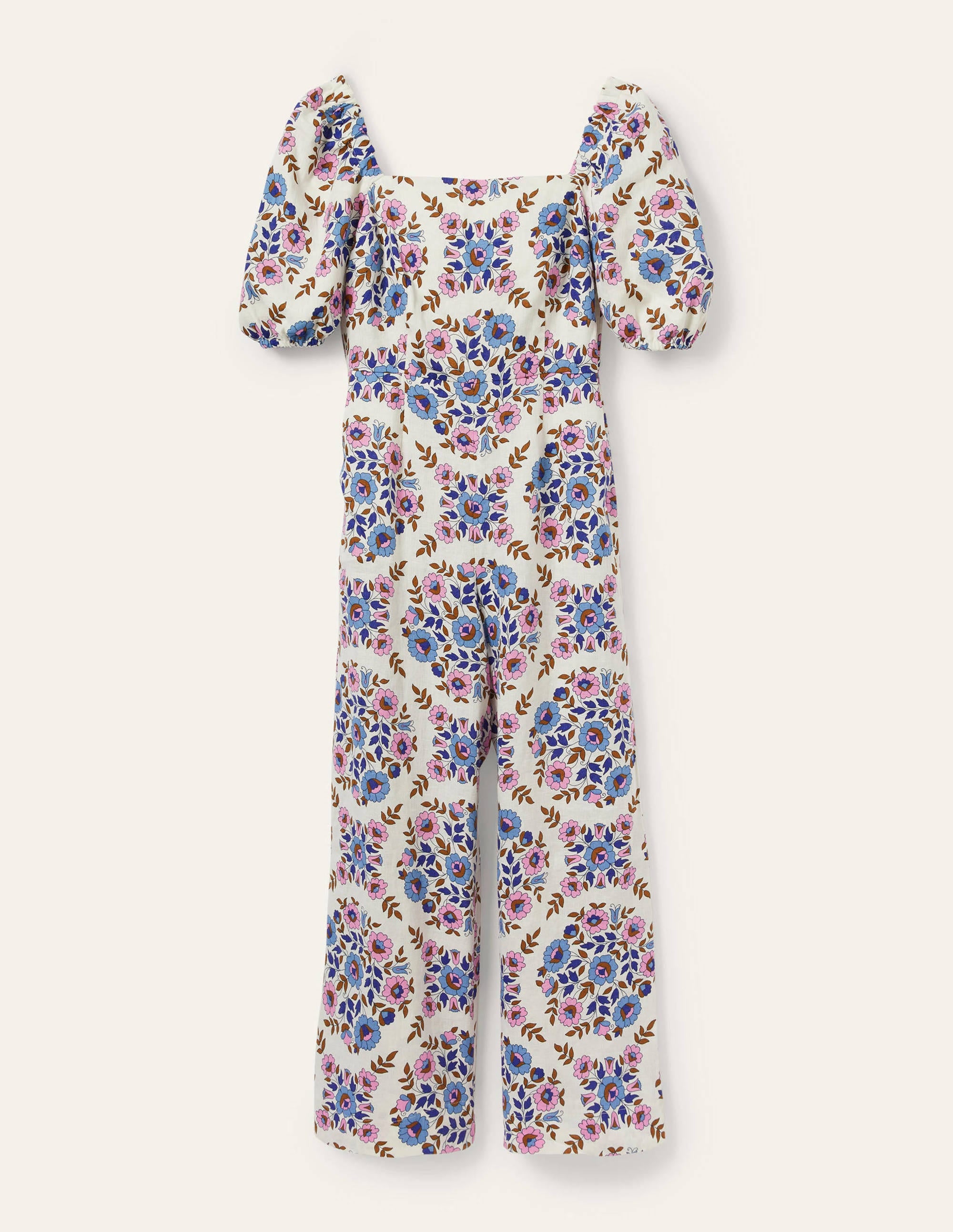 Square Neck Linen Jumpsuit-Multi, Wildflower Prairie - Image 7