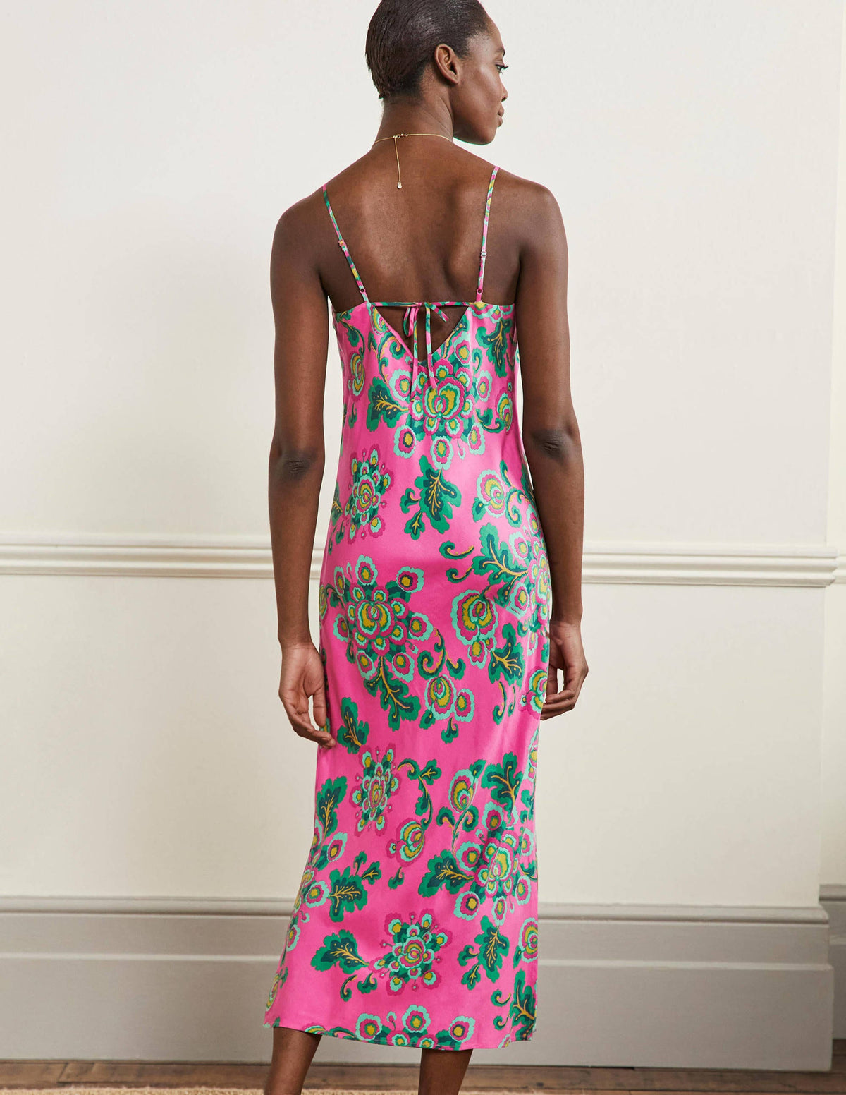 Elena Midi Slip Dress-Party Pink, Wild Blooms - Image 3