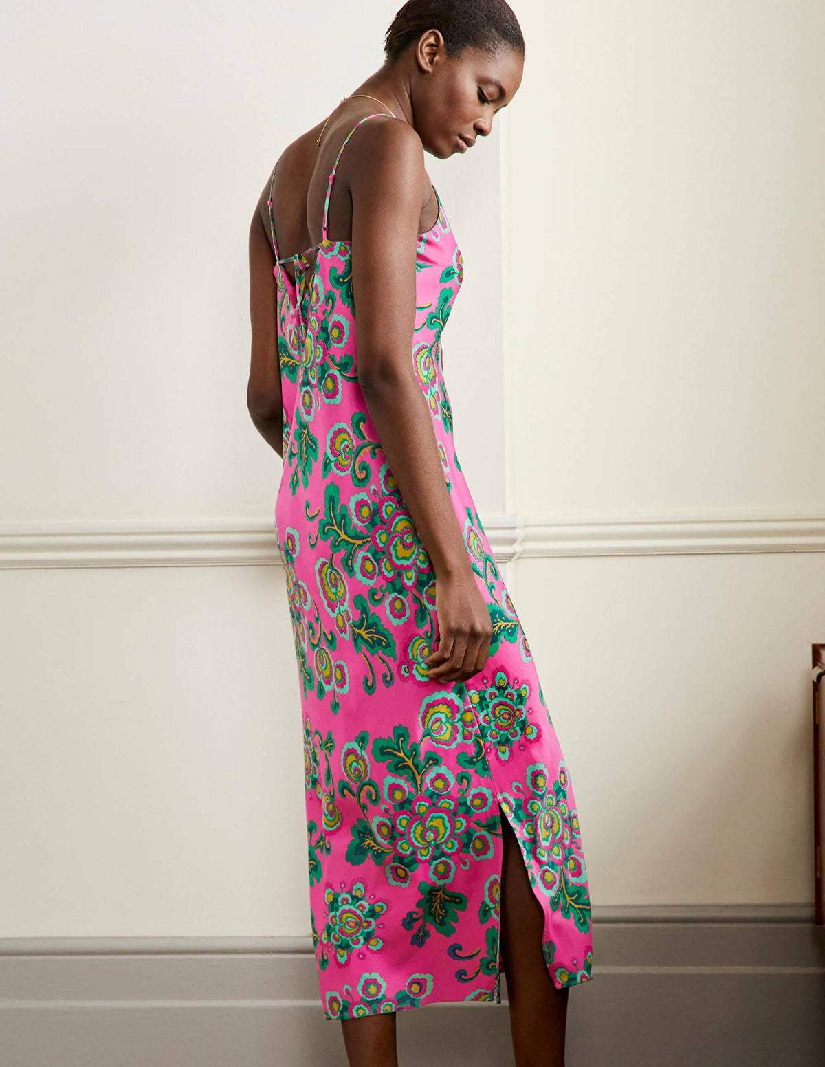 Elena Midi Slip Dress-Party Pink, Wild Blooms-4