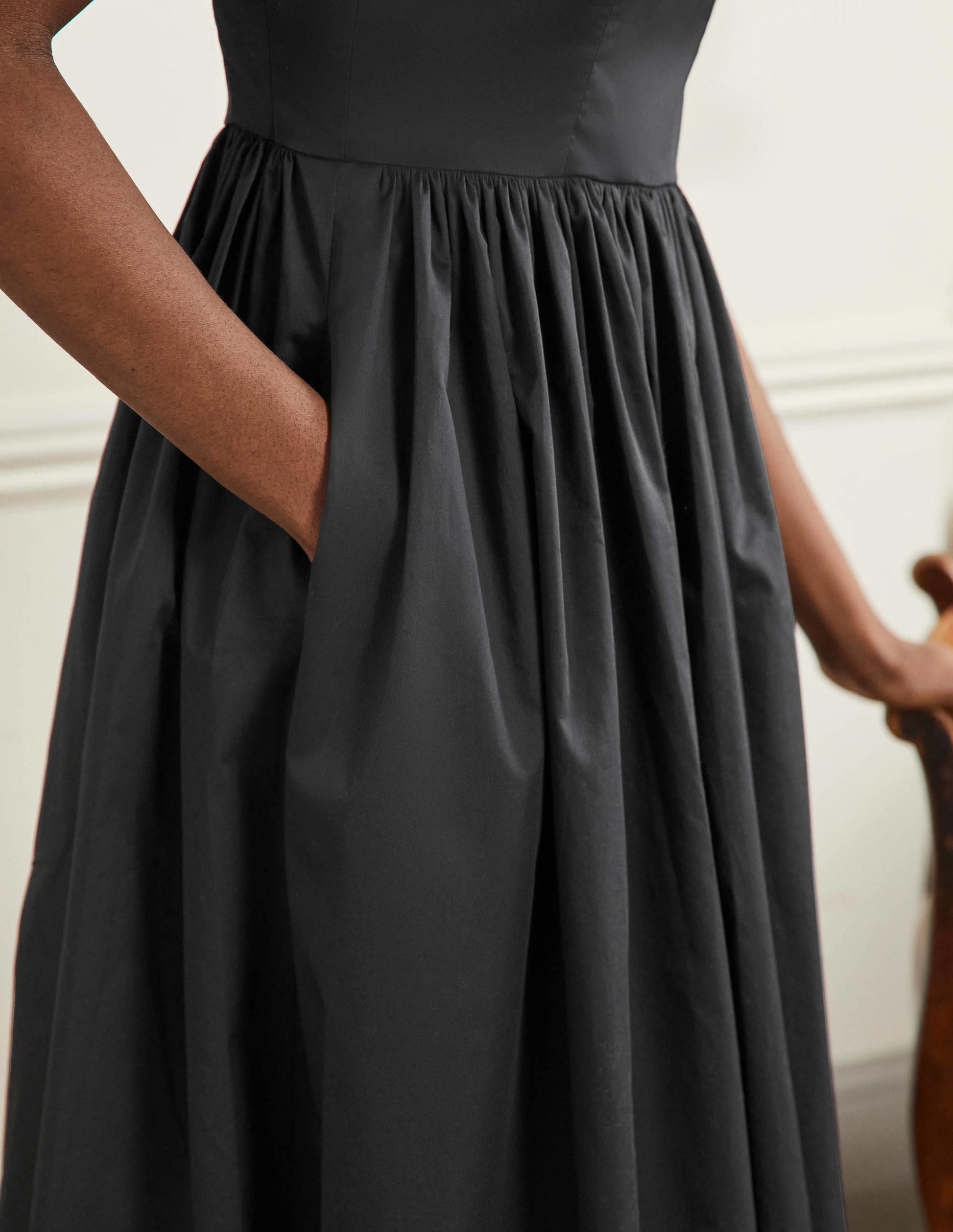 Emily Strapless Midi Dress-Black-1