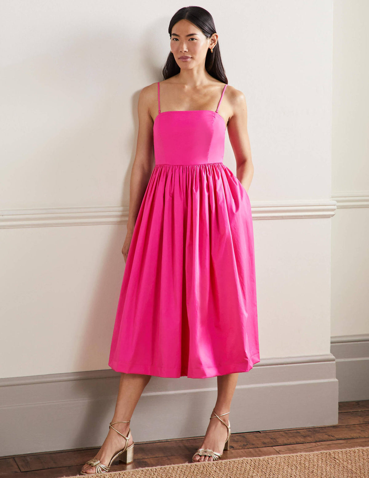 Emily Strapless Midi Dress-Pink - Image 1