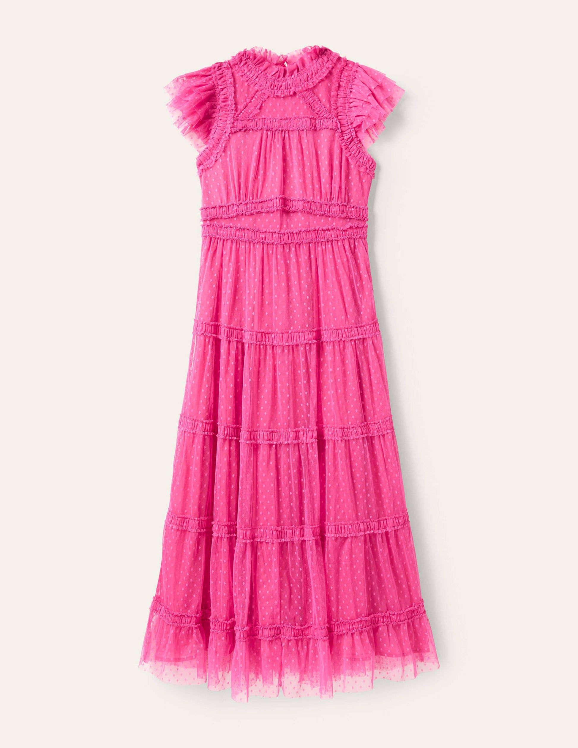 Edie Tiered Tulle Midi Dress-Party Pink-5