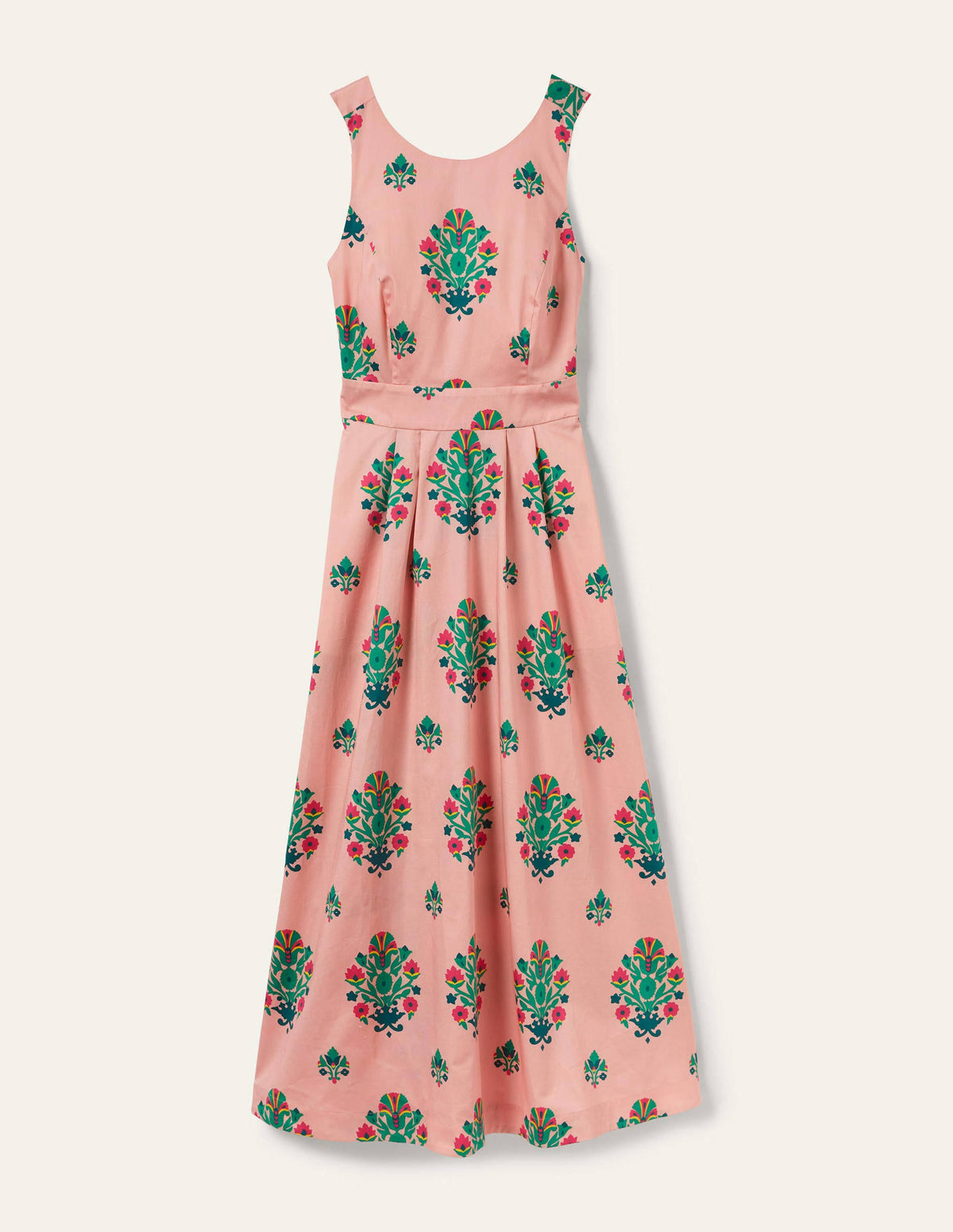 Elsa Back Detail Midi Dress-Milkshake, Bouquet Stamp-5