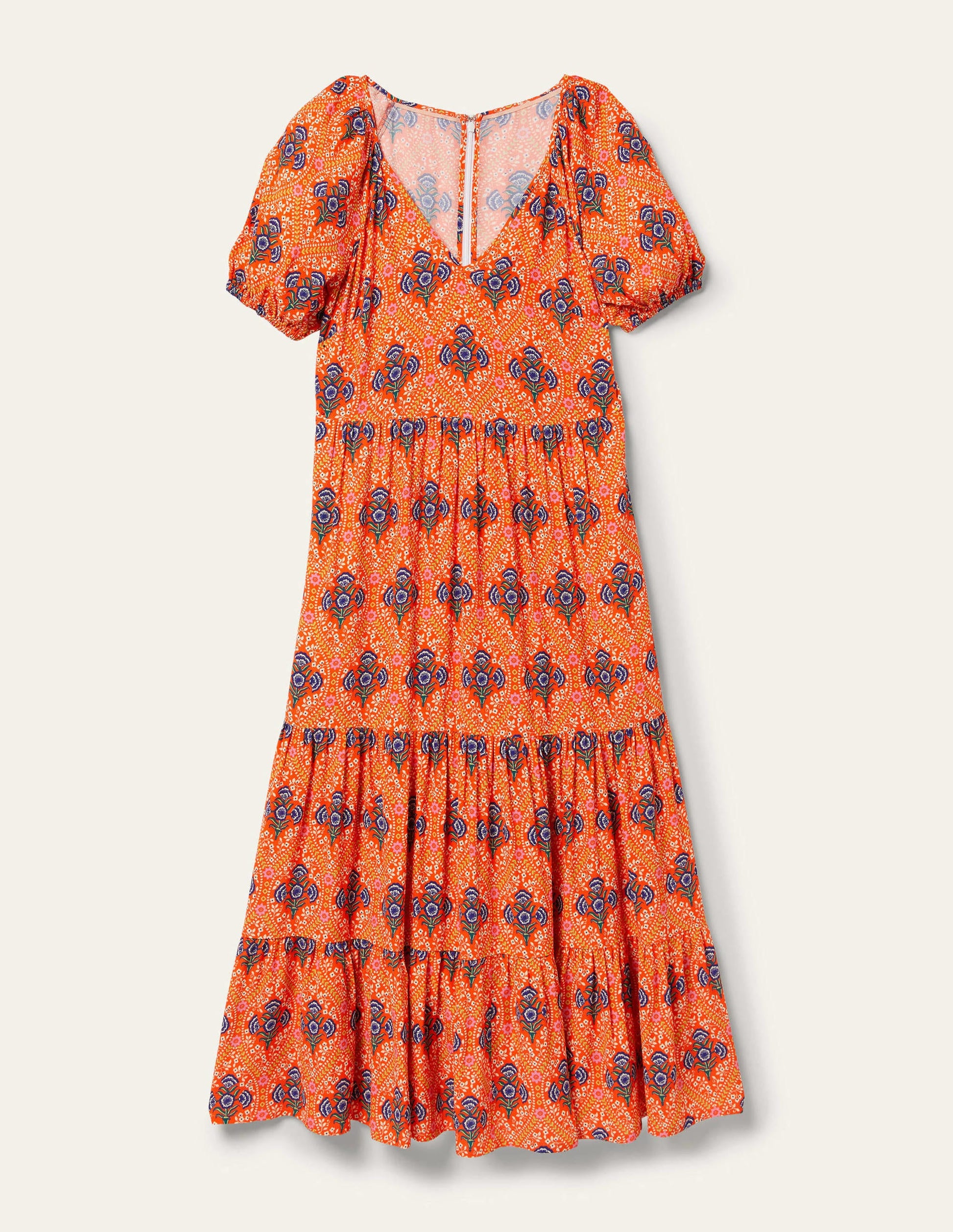 V-Neck Midi Dress-Firecracker, Poppy Bloom-6