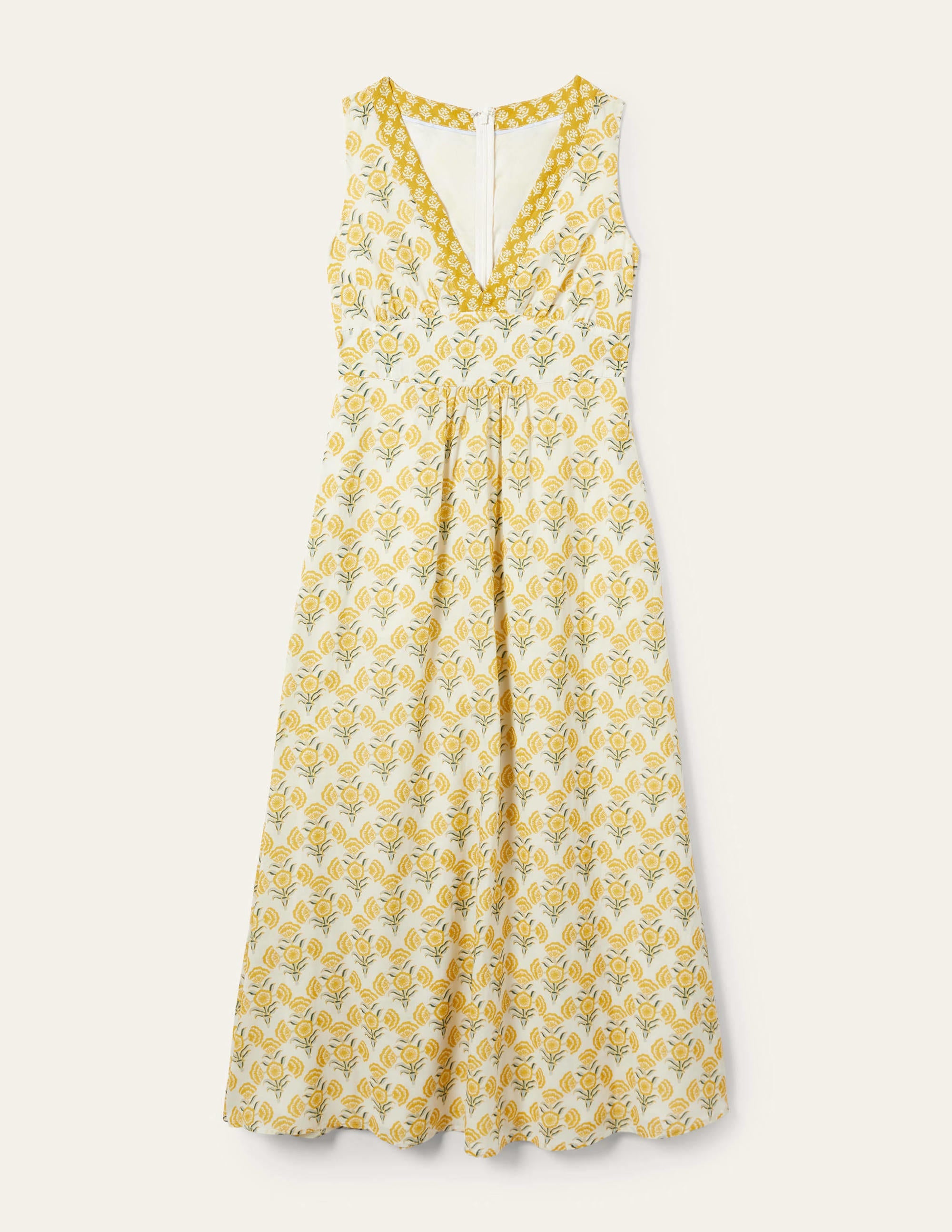 Sleeveless Cotton Maxi Dress-Ivory, Poppy Geo - Image 6