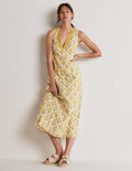 Sleeveless Cotton Maxi Dress-Ivory, Poppy Geo