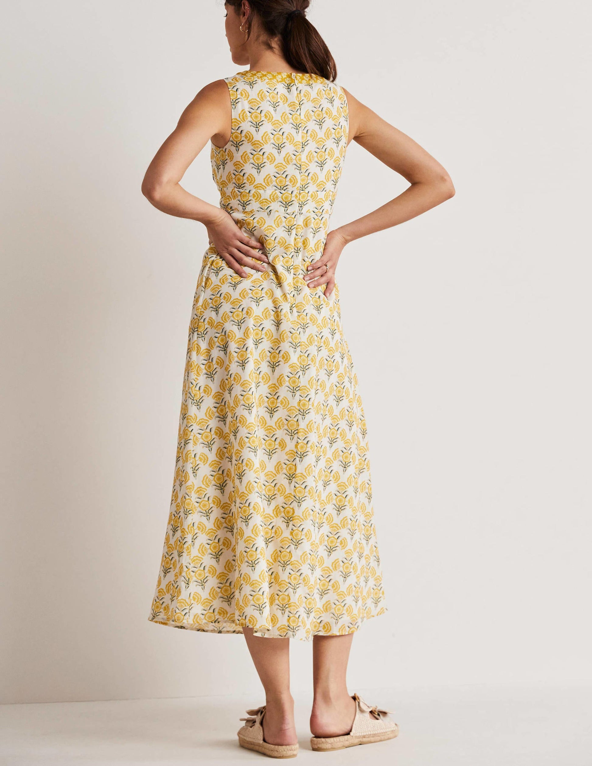 Sleeveless Cotton Maxi Dress-Ivory, Poppy Geo-3