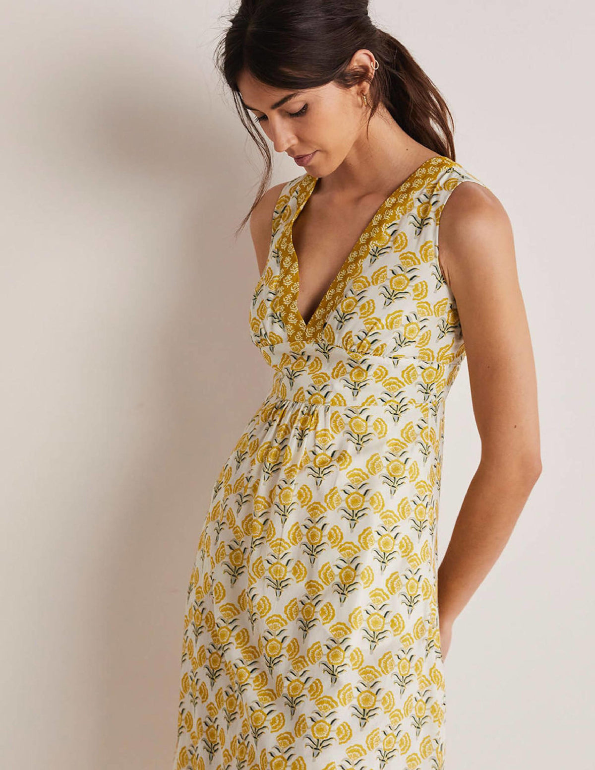 Sleeveless Cotton Maxi Dress-Ivory, Poppy Geo - Image 5
