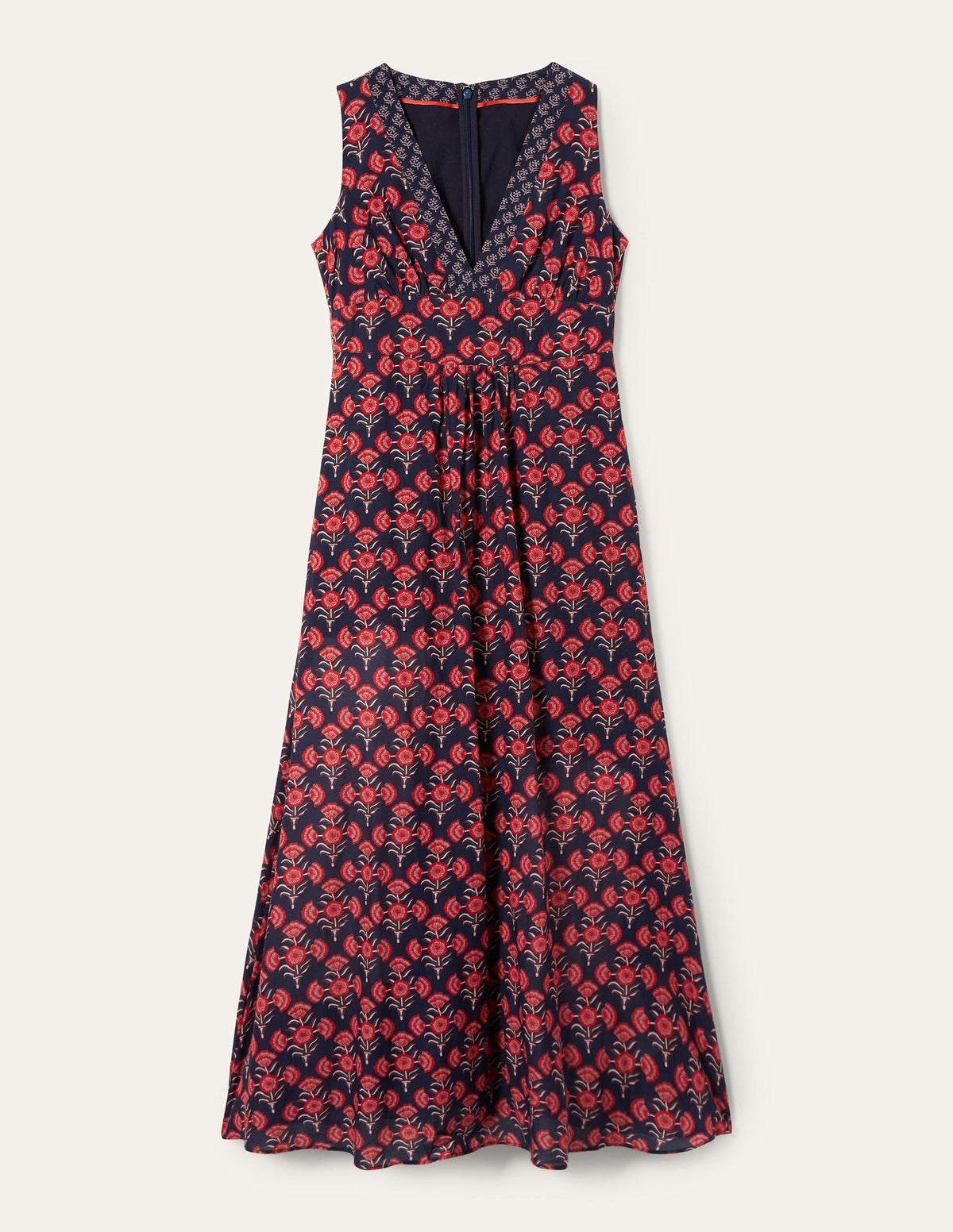 Sleeveless Cotton Maxi Dress-Azalea, Poppy Geo - Image 6