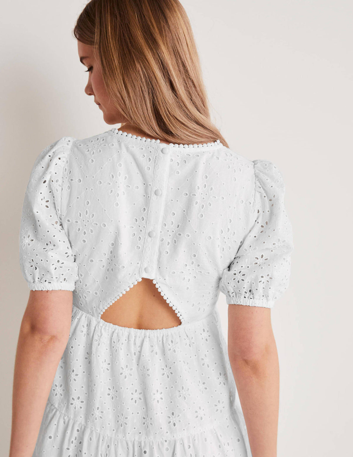 Back Detail Broderie Dress-White-2