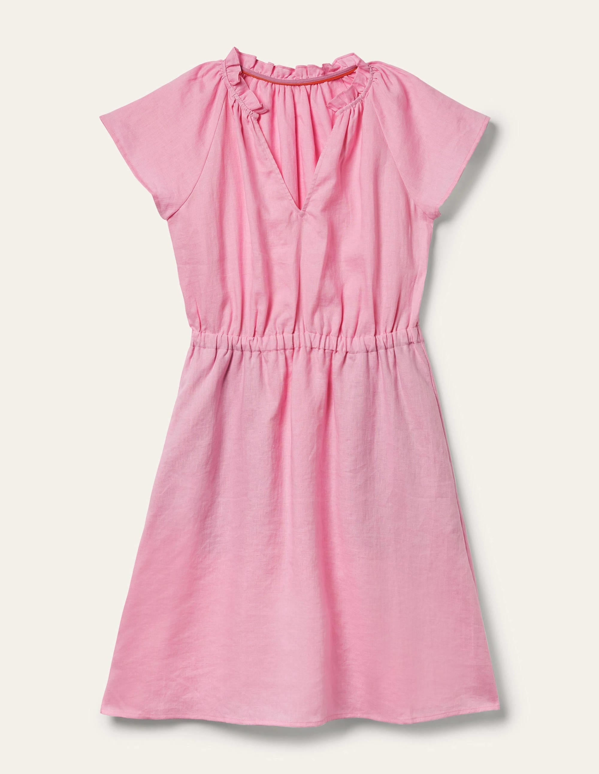 Short Sleeve Linen Dress-Bon Bon - Image 6