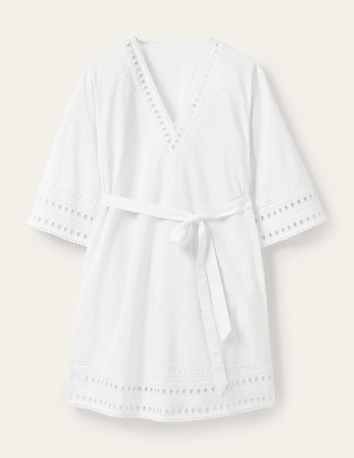 Embroidered Kaftan Dress-White - Image 6