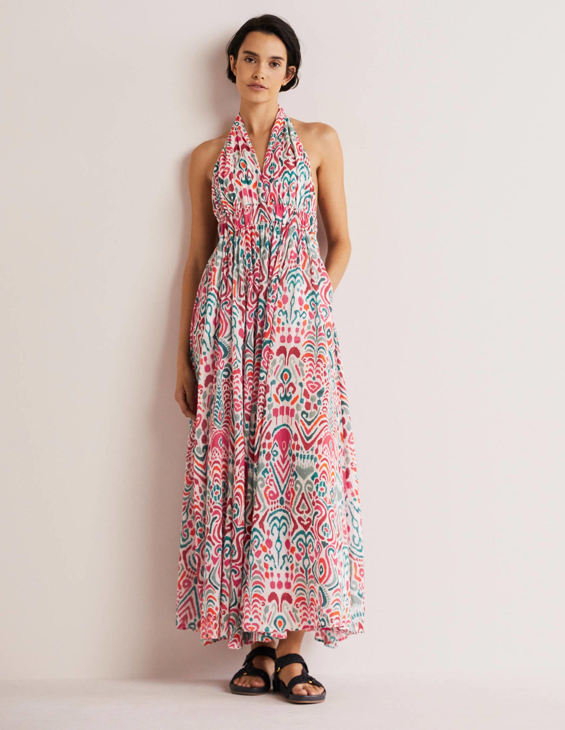 Imogen Halterneck Maxi Dress-Multi, Ikat Charm-1