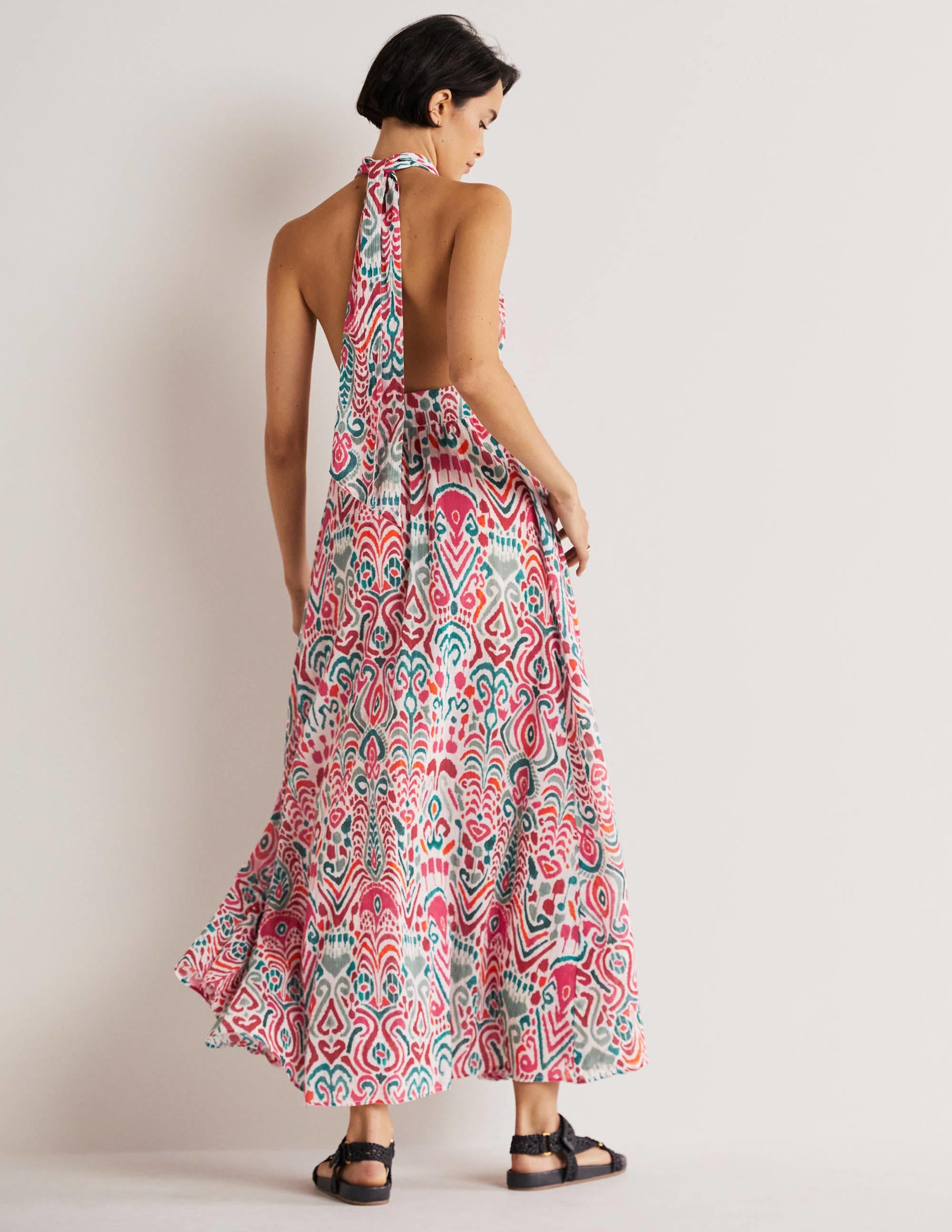 Imogen Halterneck Maxi Dress-Multi, Ikat Charm - Image 3