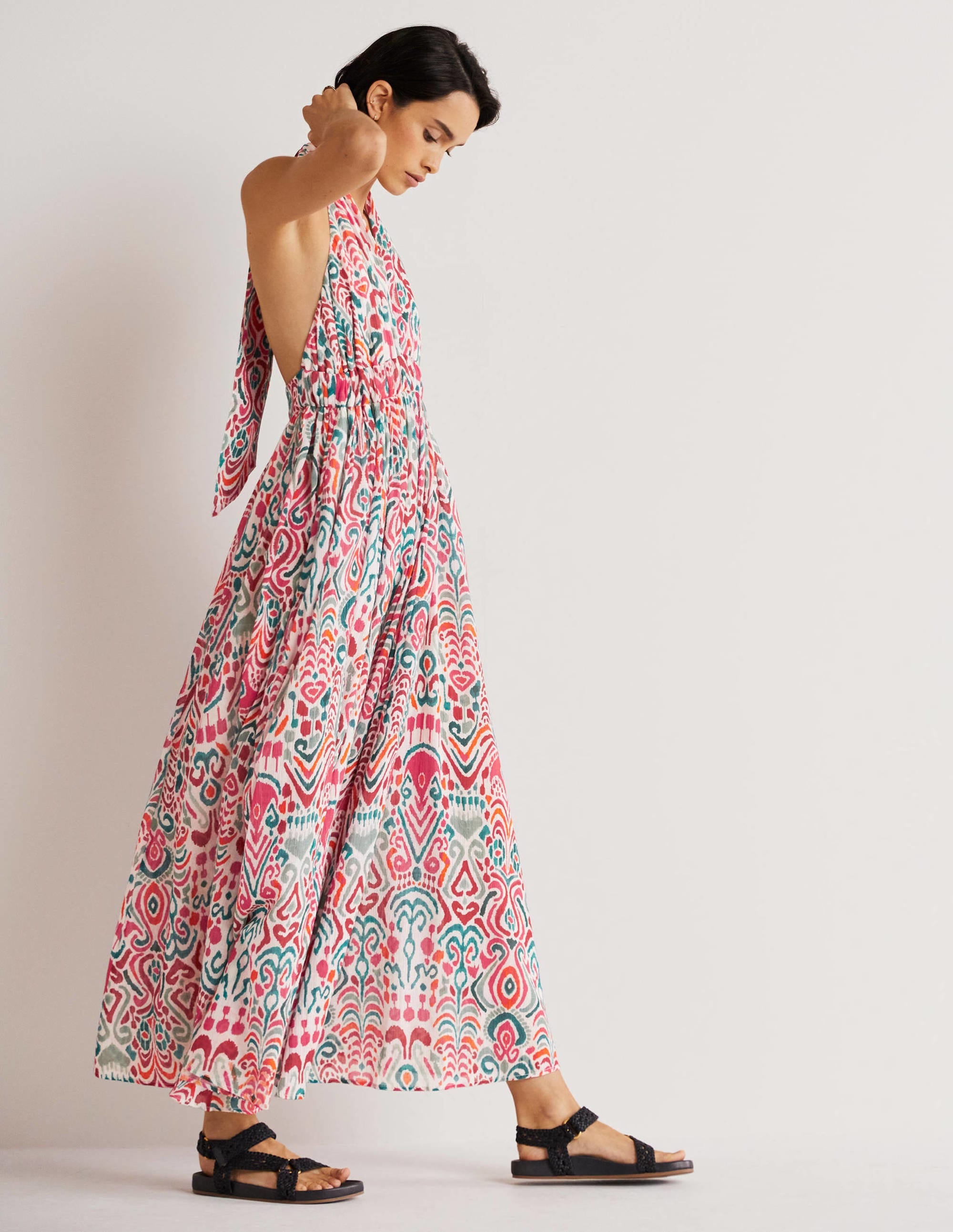 Imogen Halterneck Maxi Dress-Multi, Ikat Charm - Image 4