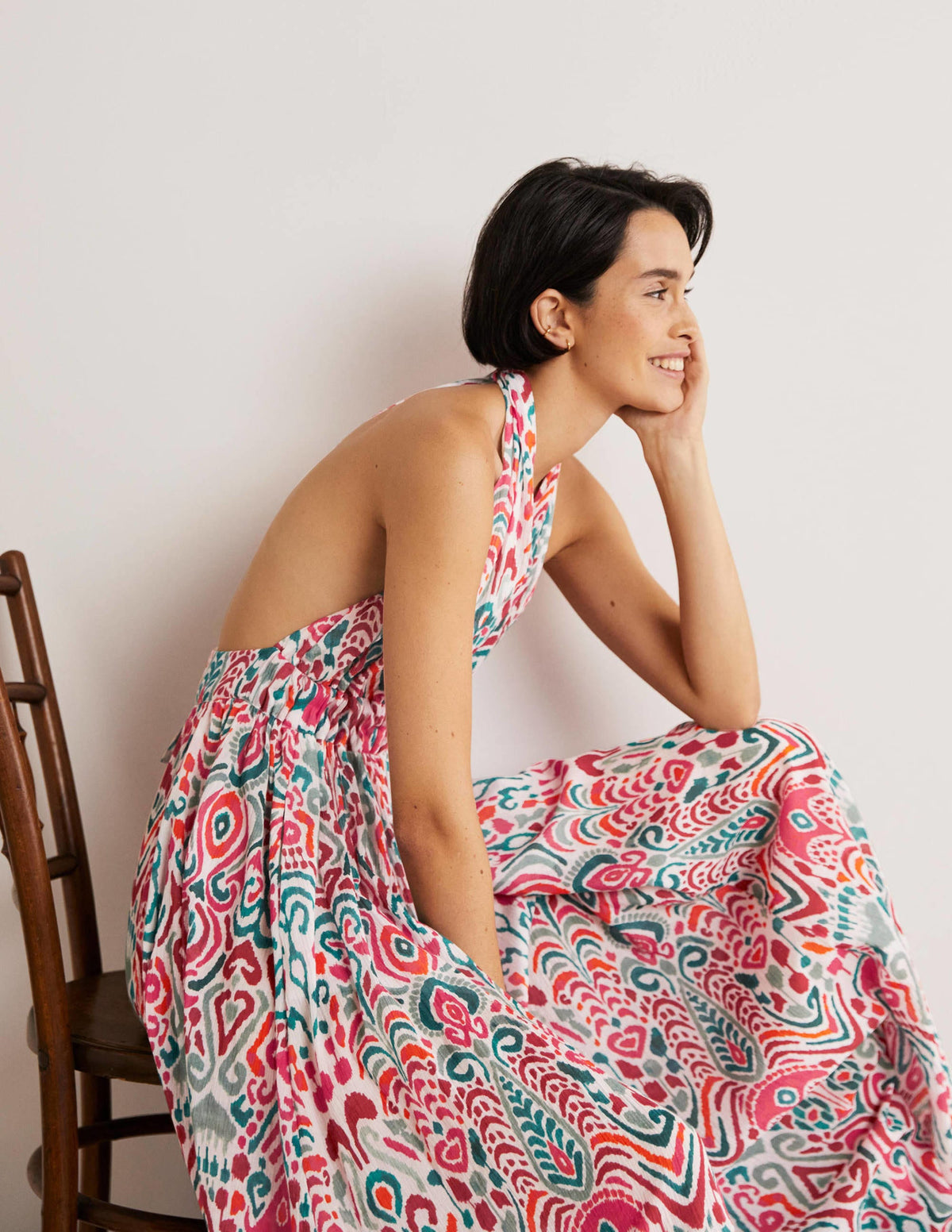 Imogen Halterneck Maxi Dress-Multi, Ikat Charm - Image 5