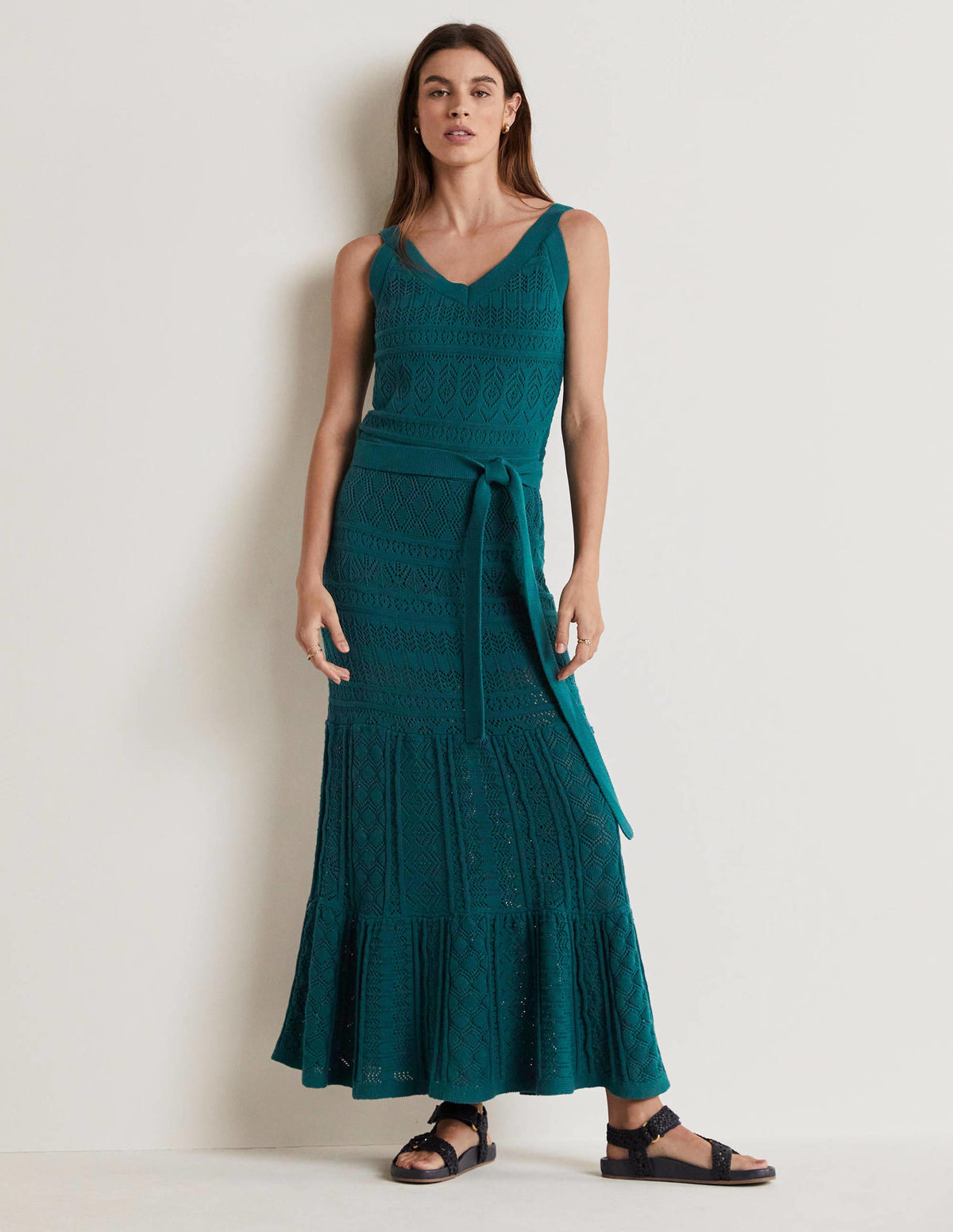 Knitted Lace Maxi Dress-Chesapeake Bay - Image 1
