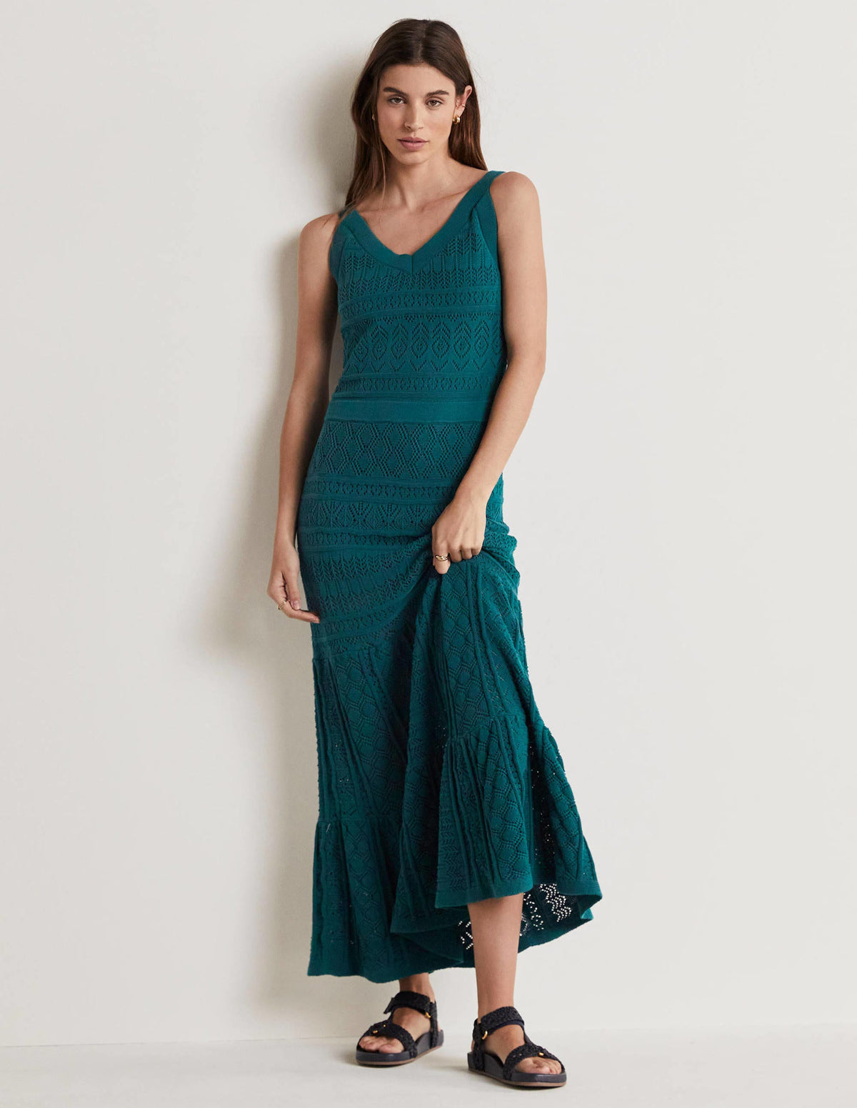 Knitted Lace Maxi Dress-Chesapeake Bay - Image 4