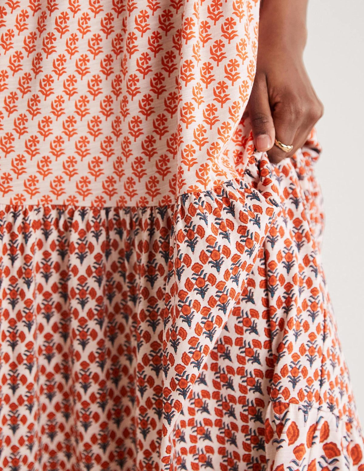 Strappy Jersey Maxi Dress-Milkshake, Woodblock Bloom - Image 2