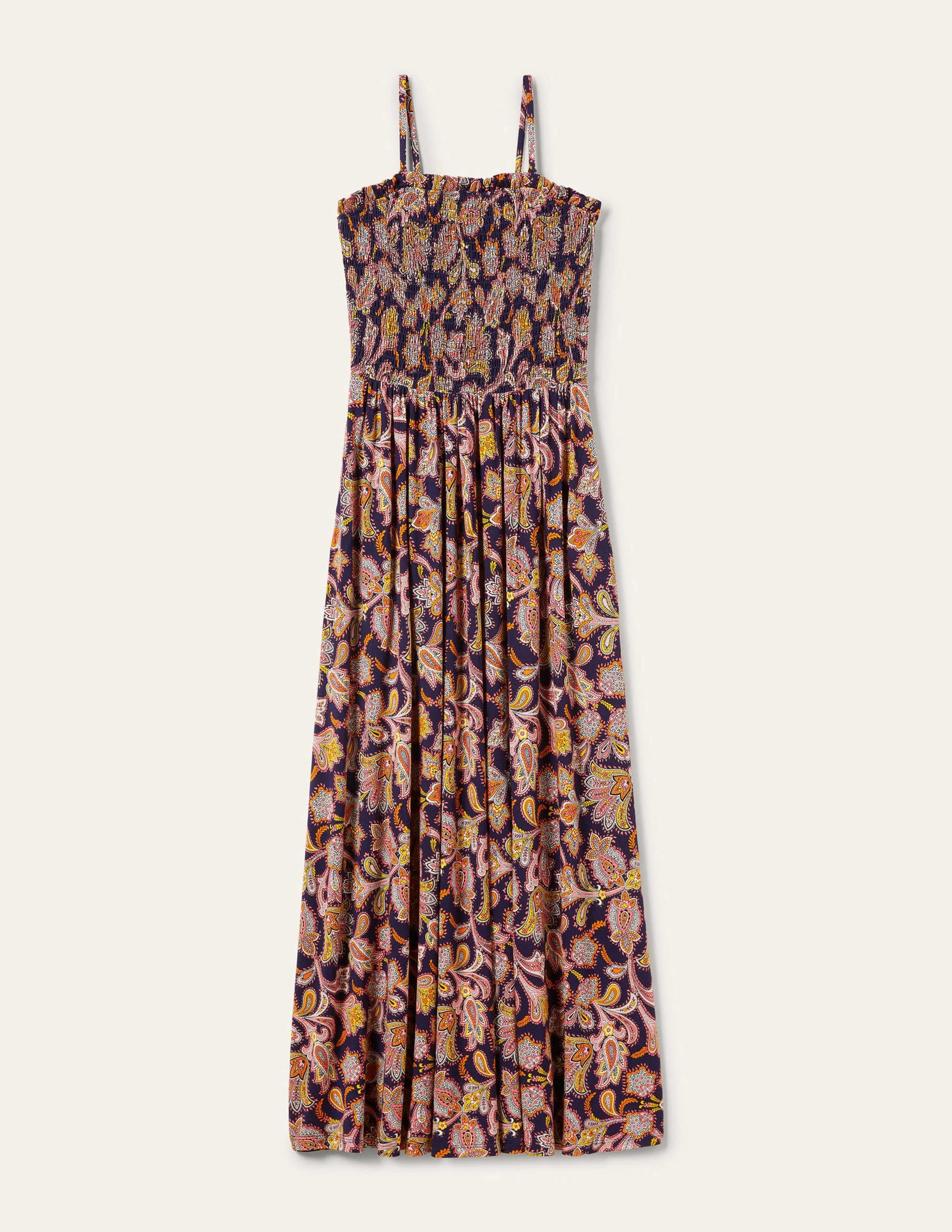 Strapless Jersey Maxi Dress-French Navy, Paisley Bud-7