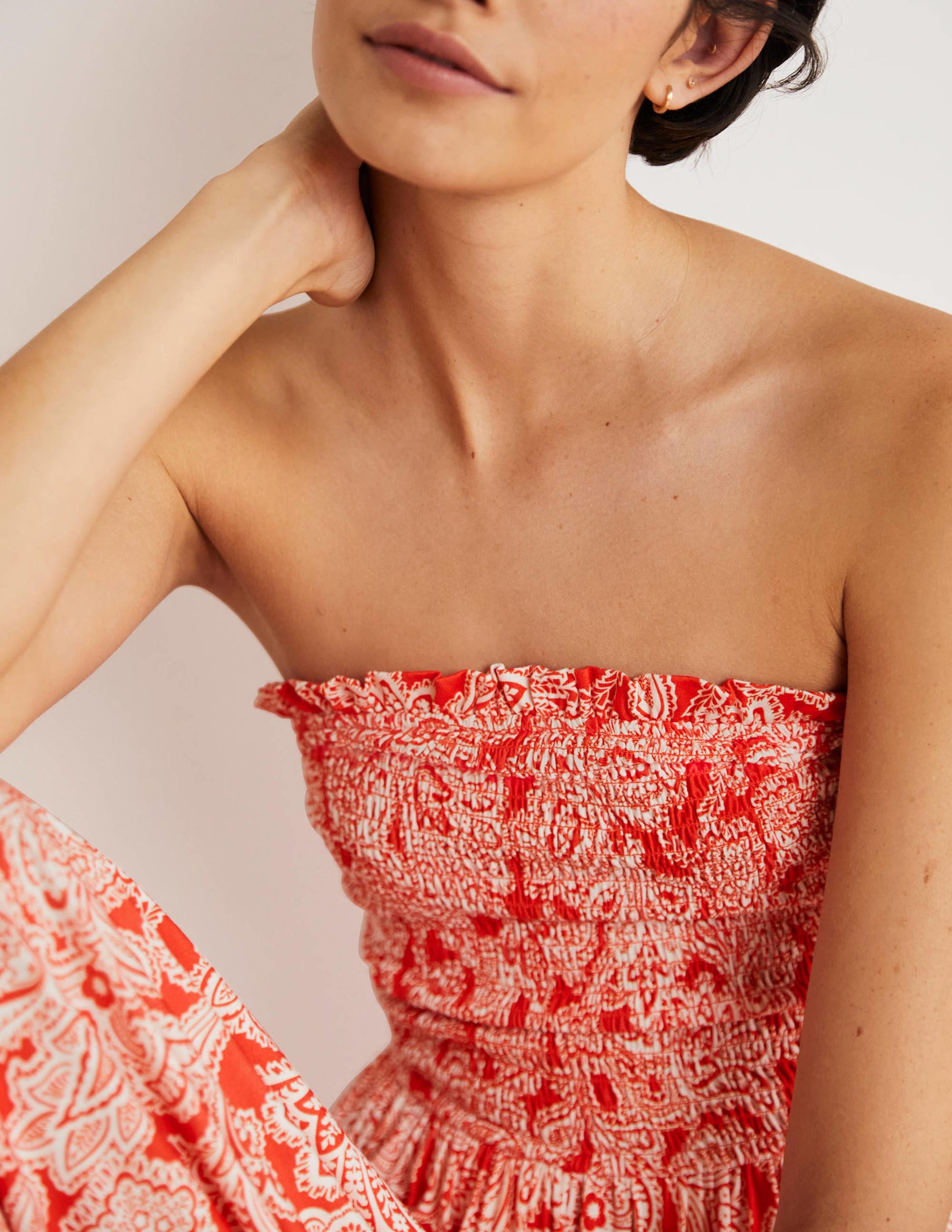 Strapless Jersey Maxi Dress-Firecracker, Paisley Bud-2