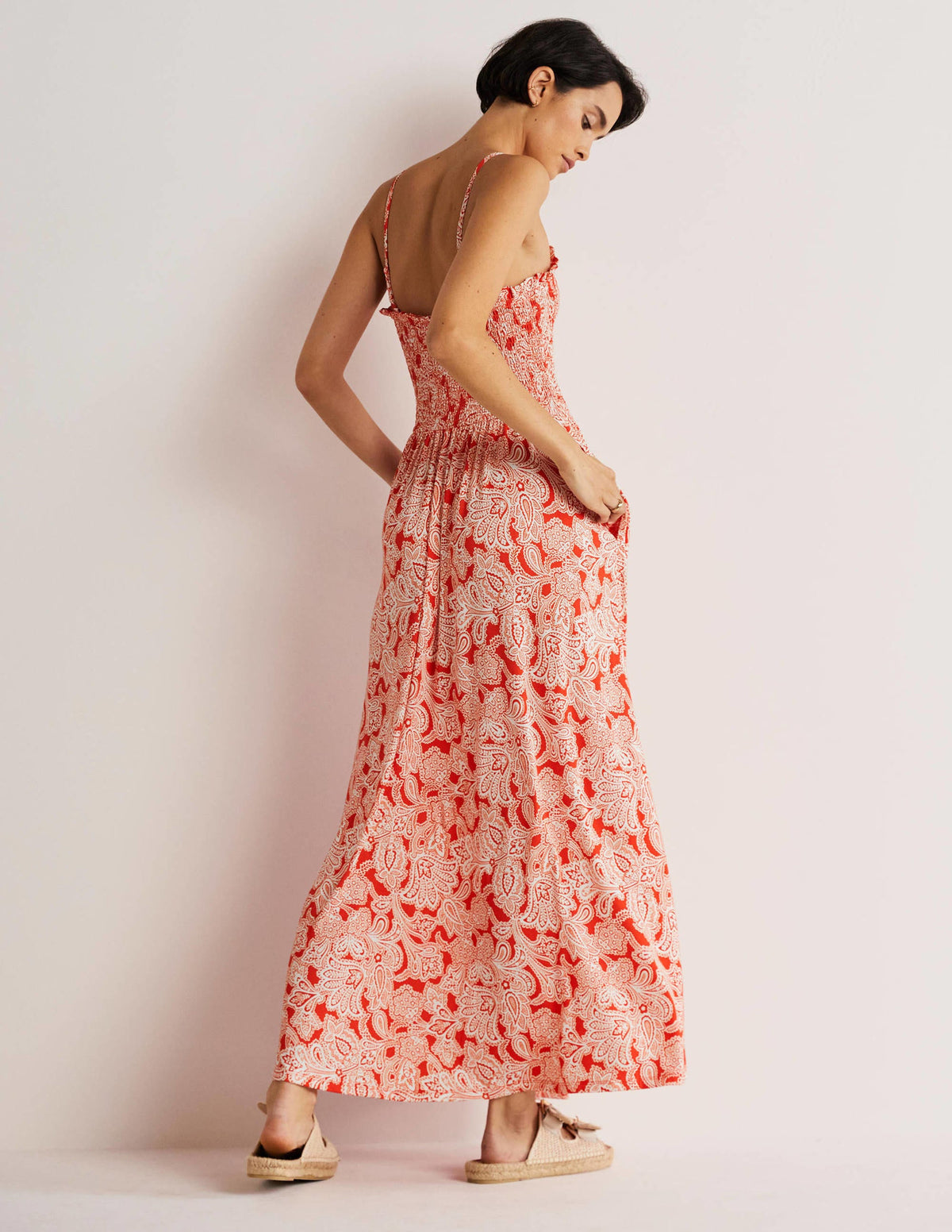 Strapless Jersey Maxi Dress-Firecracker, Paisley Bud - Image 3