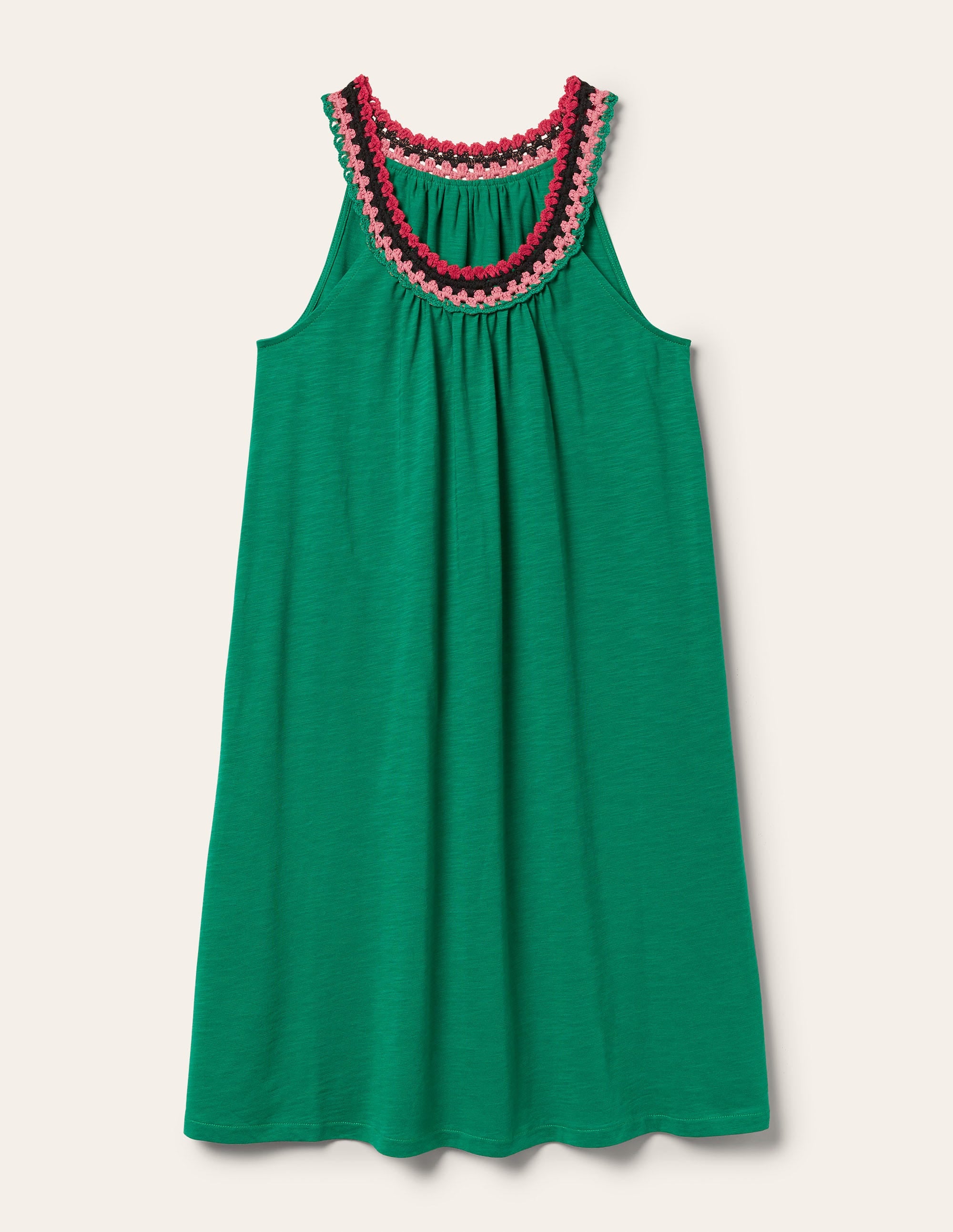 Crochet Detail Jersey Dress-Shady Glade - Image 5