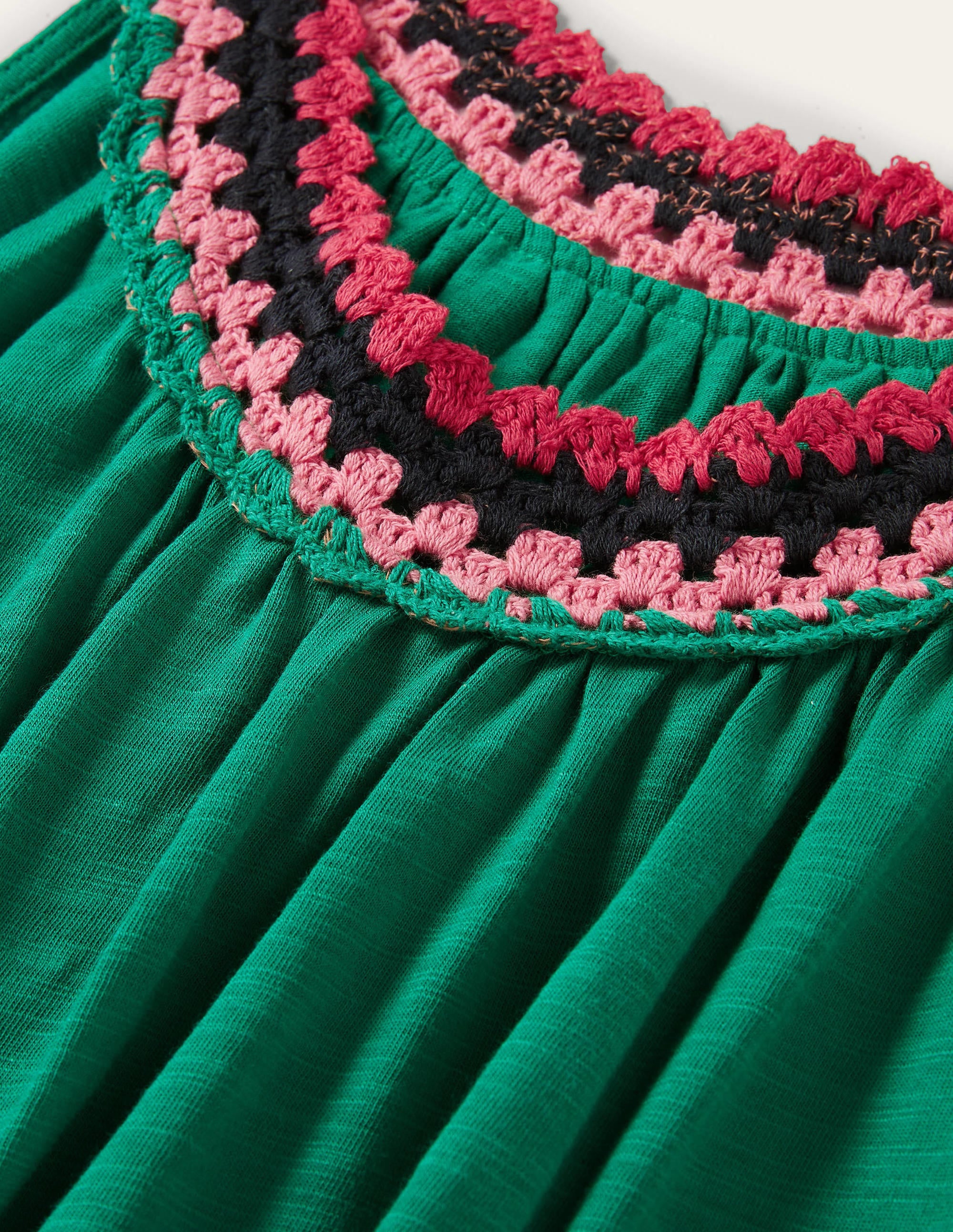 Crochet Detail Jersey Dress-Shady Glade - Image 6